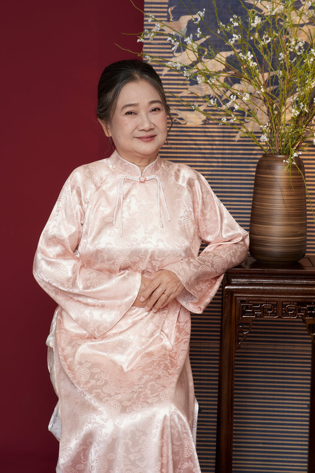 Blush of Devotion - One piece set ao dai - handmade