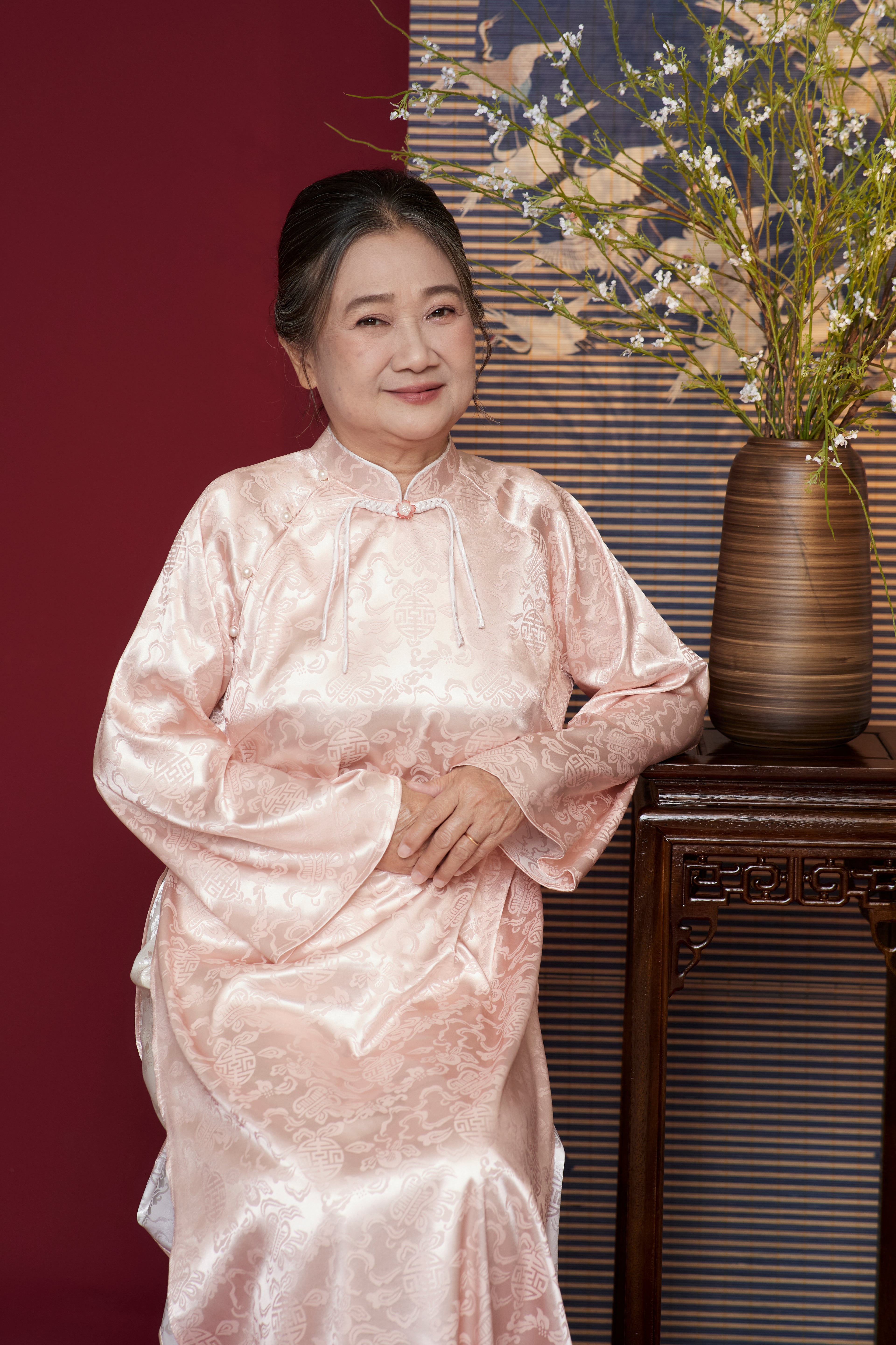 Blush of Devotion - One piece set ao dai - handmade