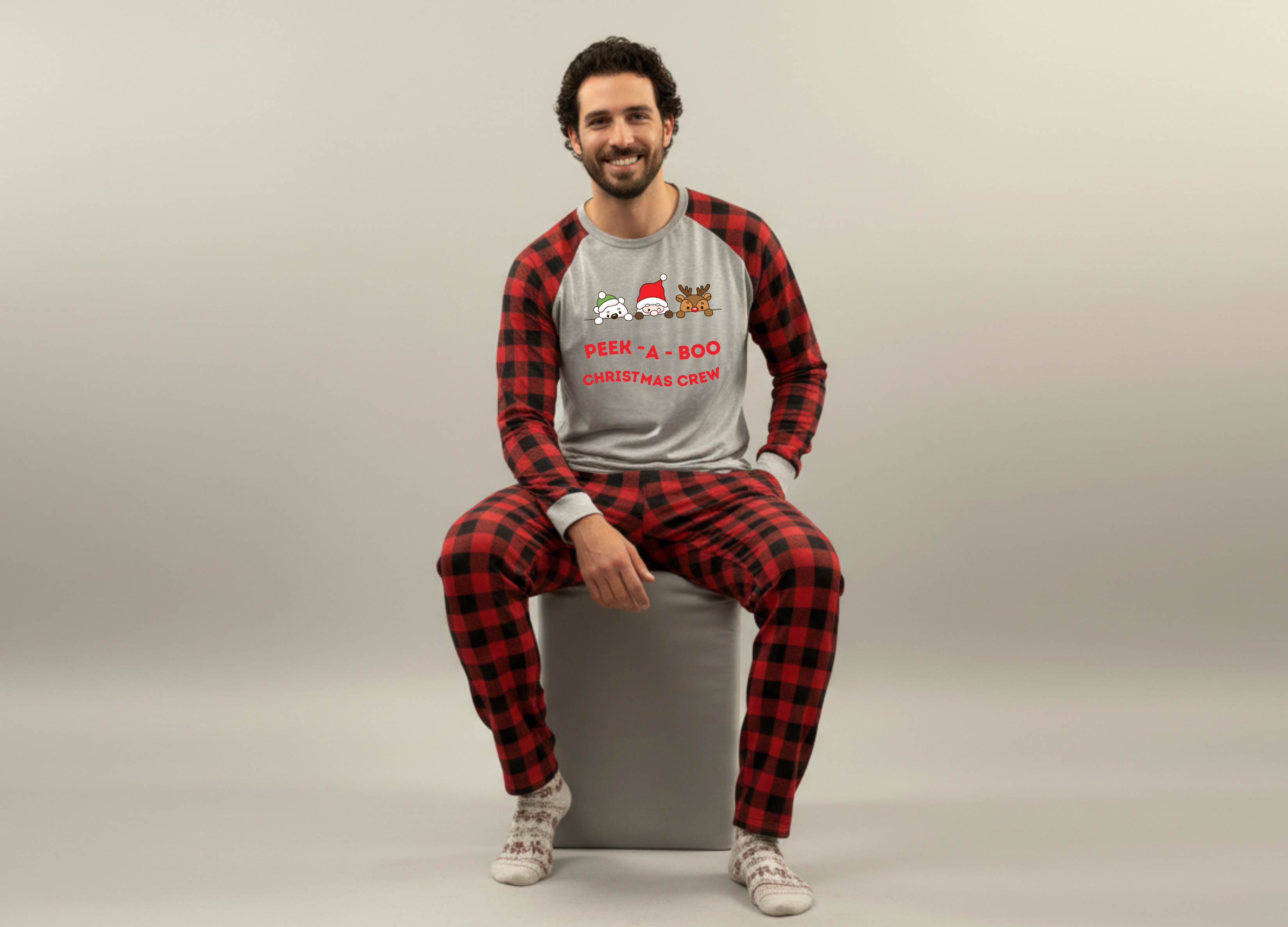 Peek-a-boo Christmas crew pajamas set