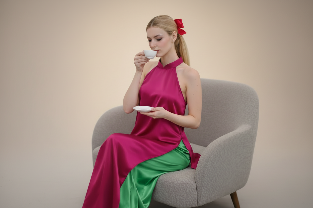 Dream of Blush - Two piece ao dai set - handmade / size S-M