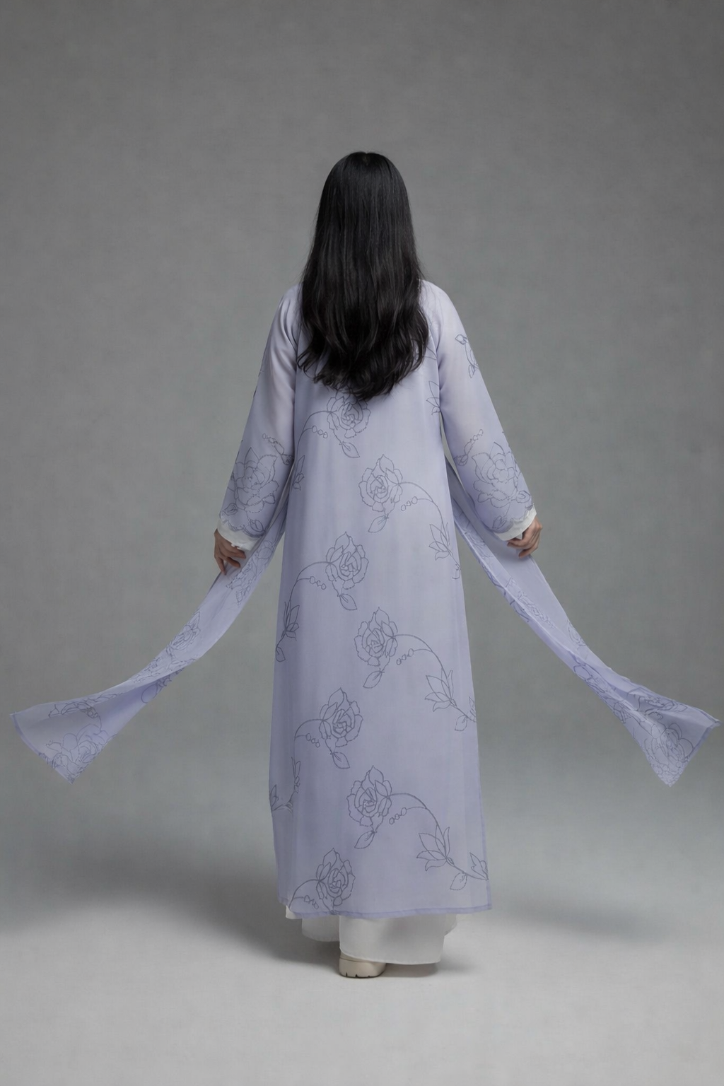 Fairy Petals x Hidden (Plum) Blooms - two piece ao dai set - freesize