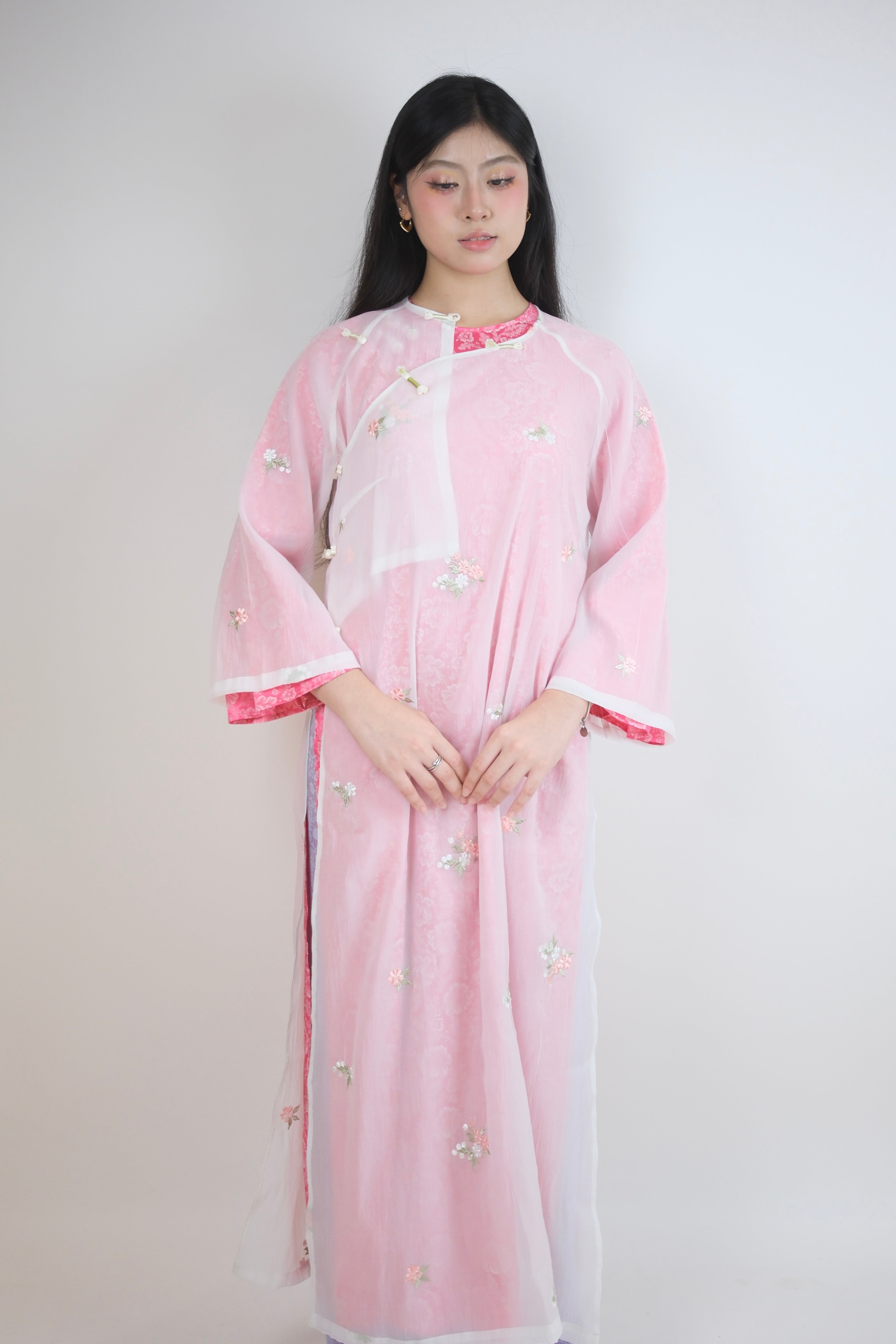 Veiled Flame - Two Piece set ao dai - handmade