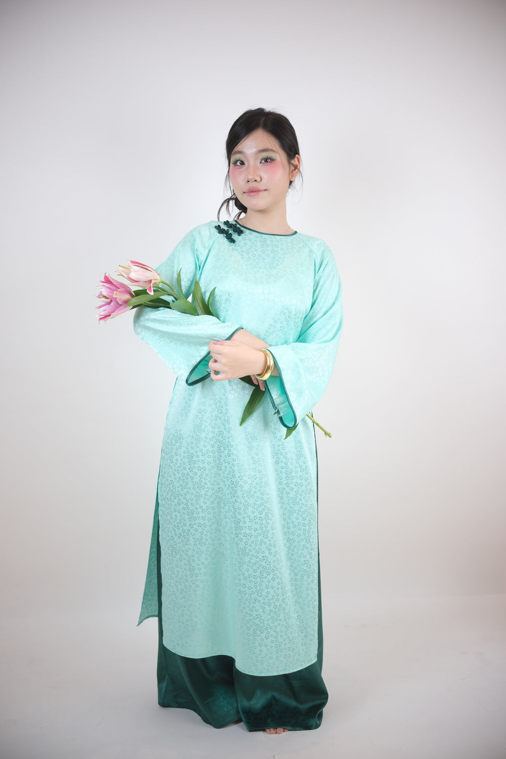 Light Aqua Green - One piece set ao dai - handmade
