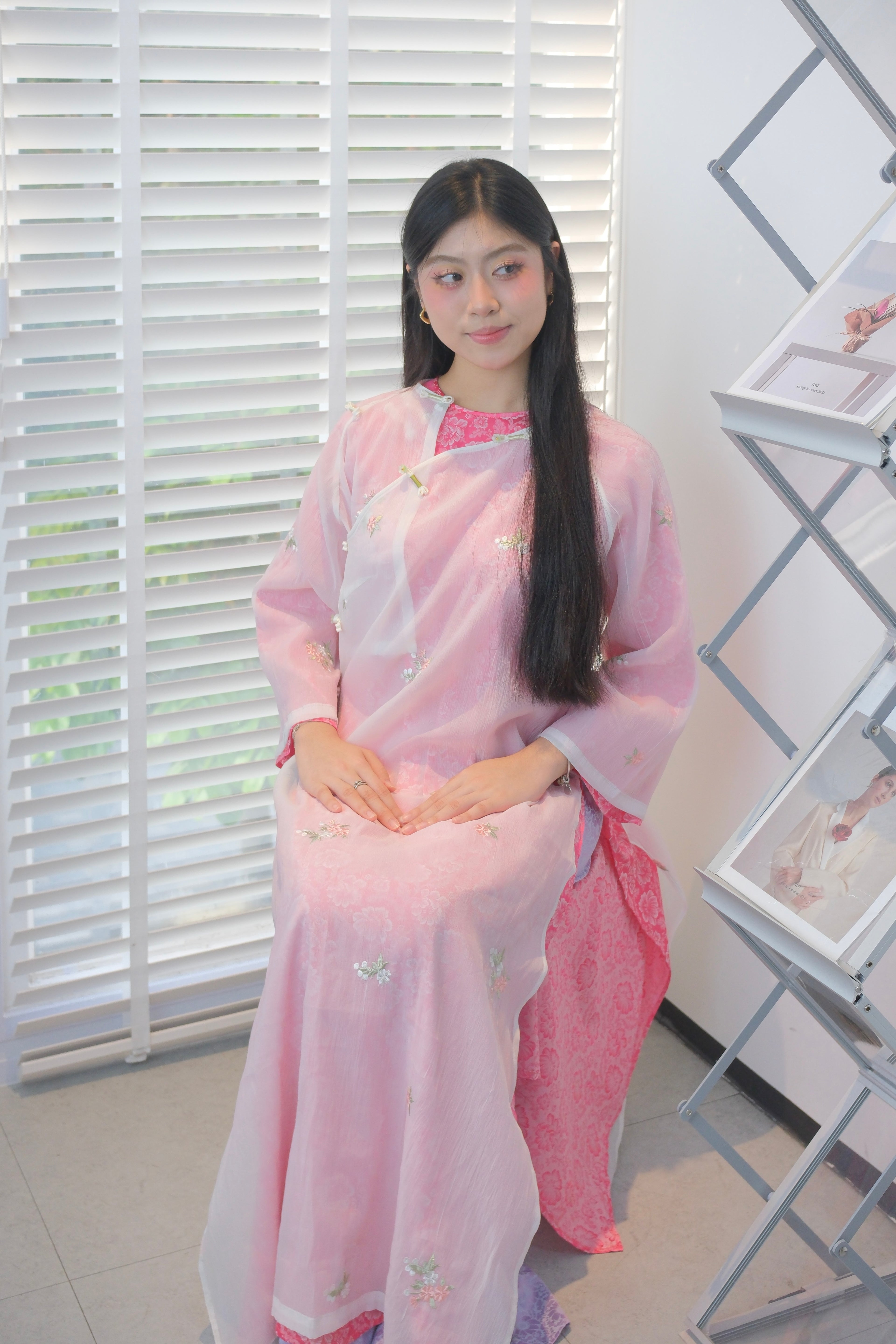 Veiled Flame - Two Piece set ao dai - handmade