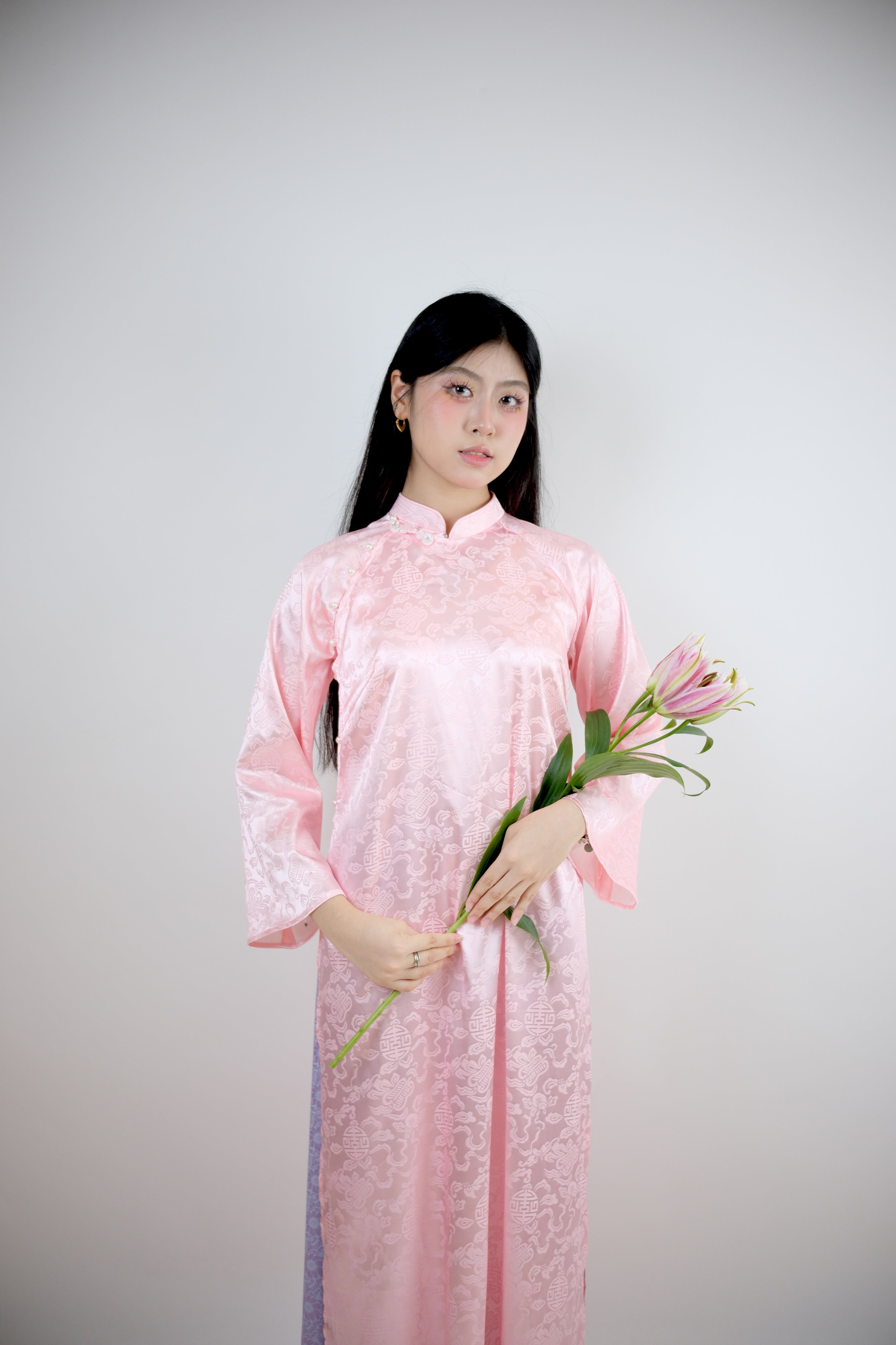 Blush of Devotion - One piece set ao dai - handmade