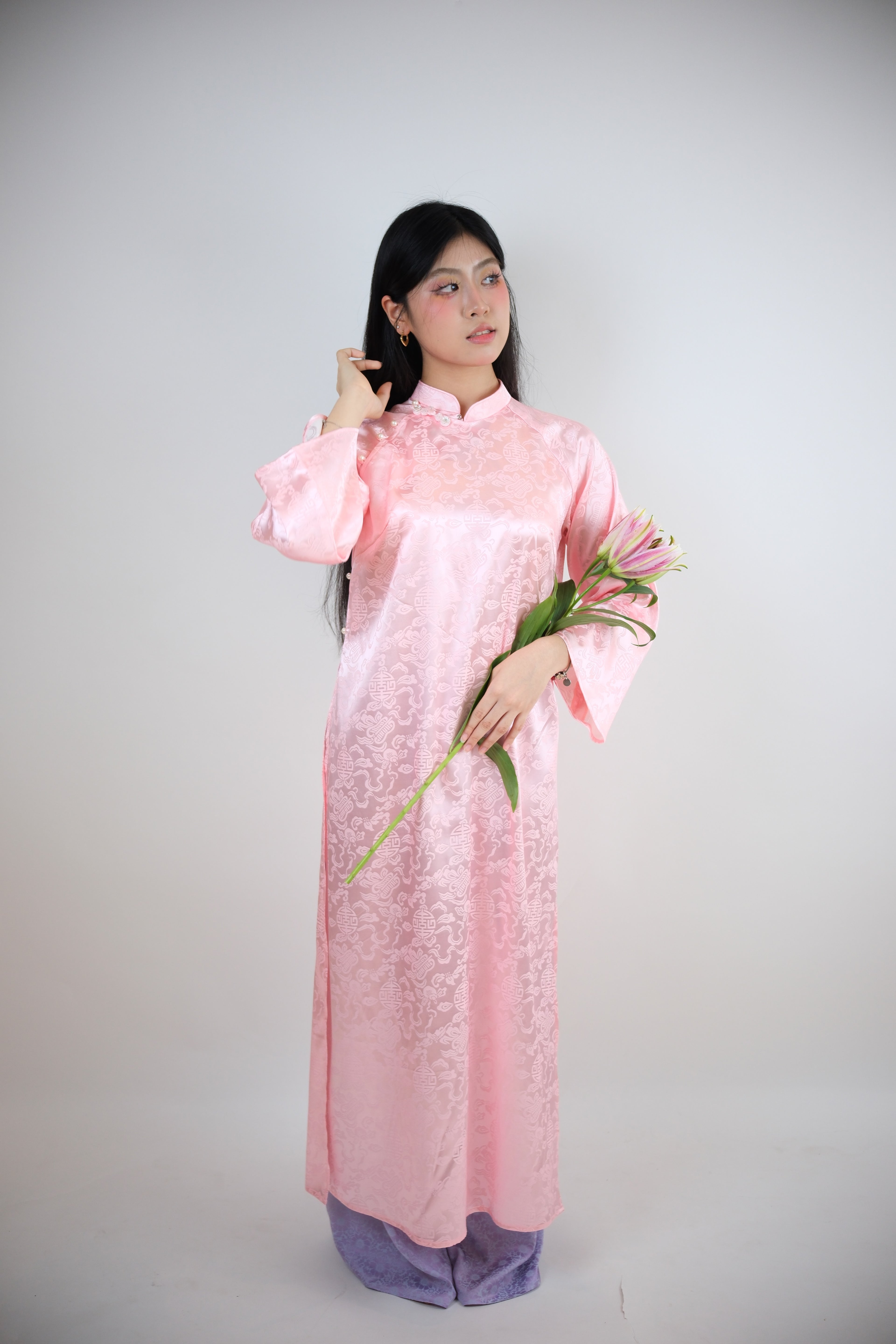 Blush of Devotion - One piece set ao dai - handmade