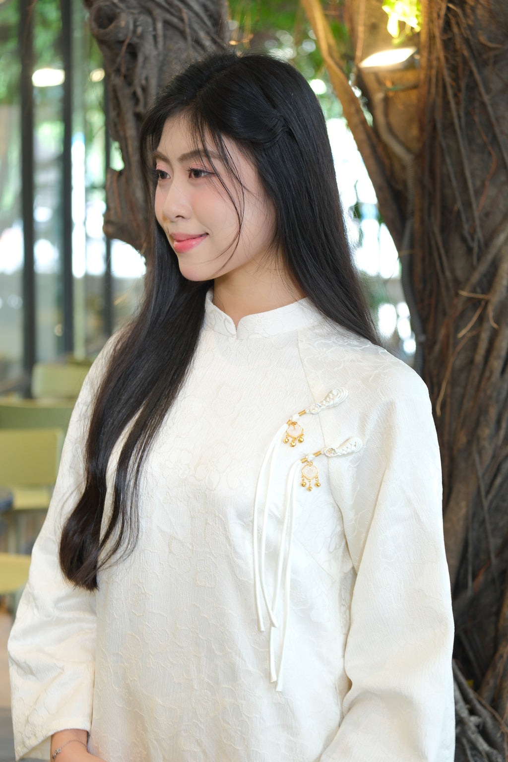 Brocade  Plum Blooms - One Piece ao dai set /freesize