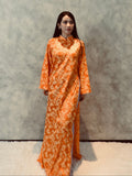 Orange floral - One Piece set ao dai - freesize