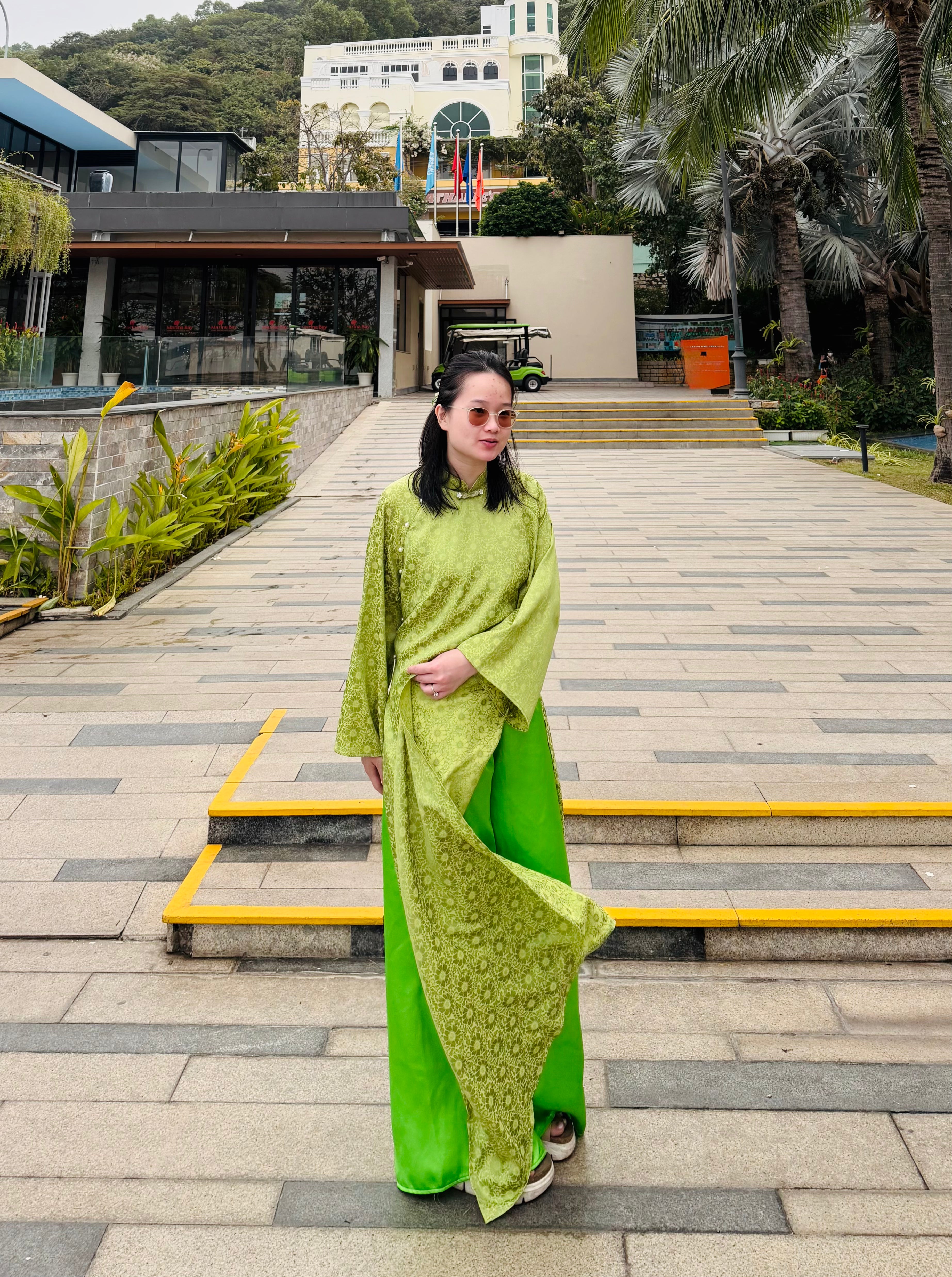 Verdant Grace - one piece ao dai - handmade