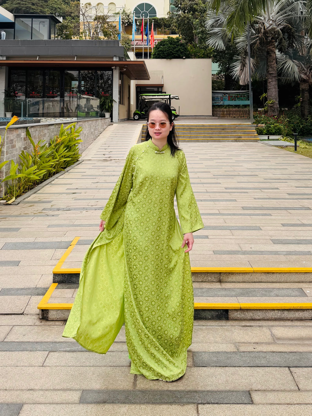 Verdant Grace - one piece ao dai - handmade
