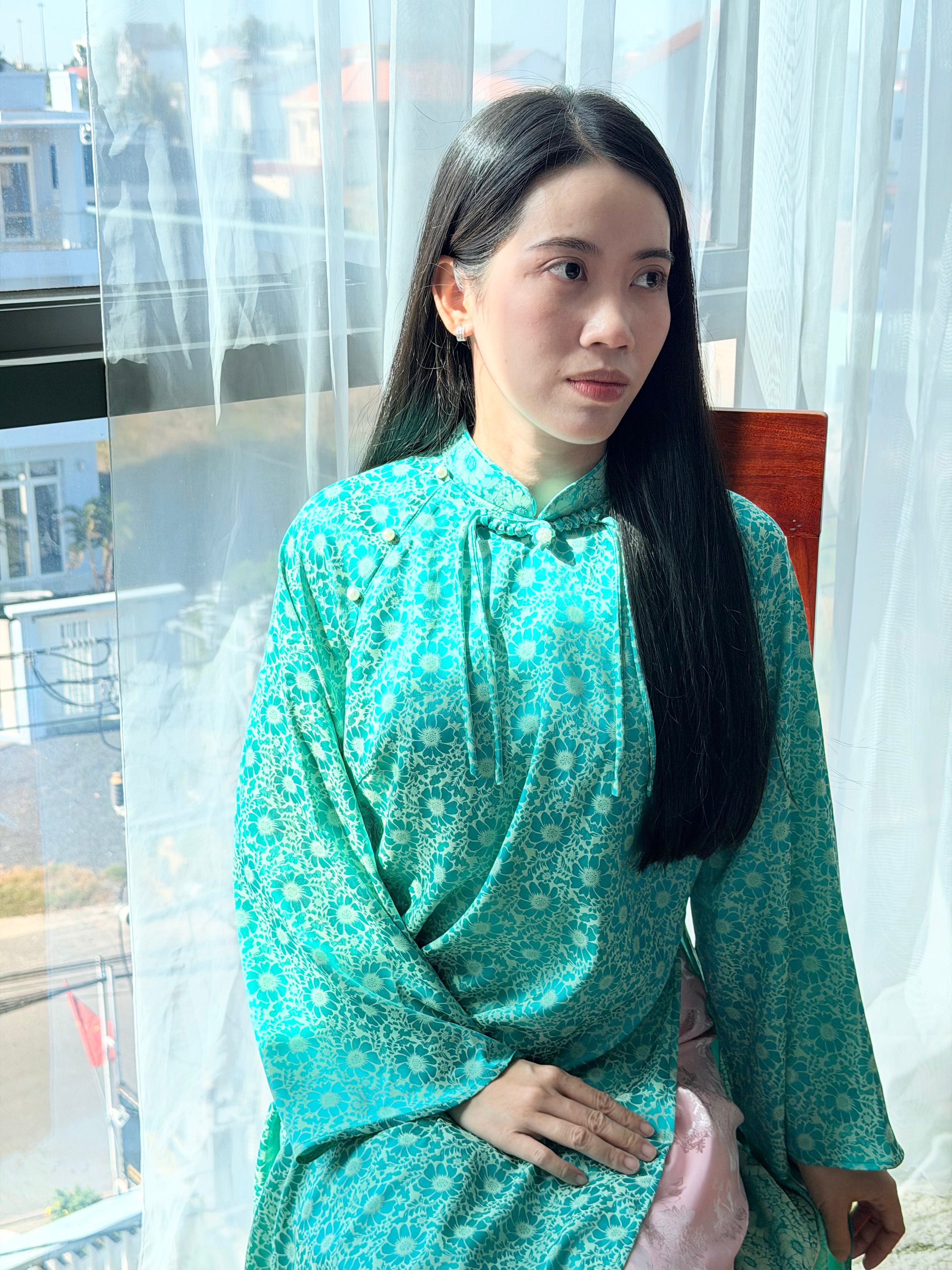 Lavender Veil × Turquoise Jade - Two piece ao dai- freesize/oversize