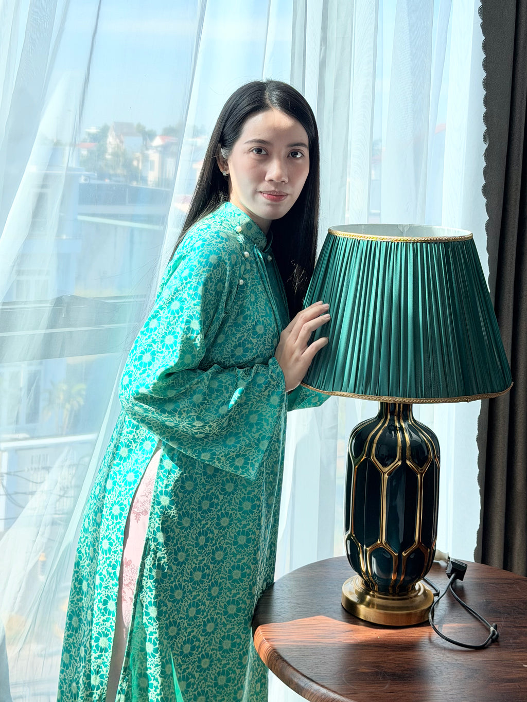 Turquoise Jade - One piece ao dai set - freesize