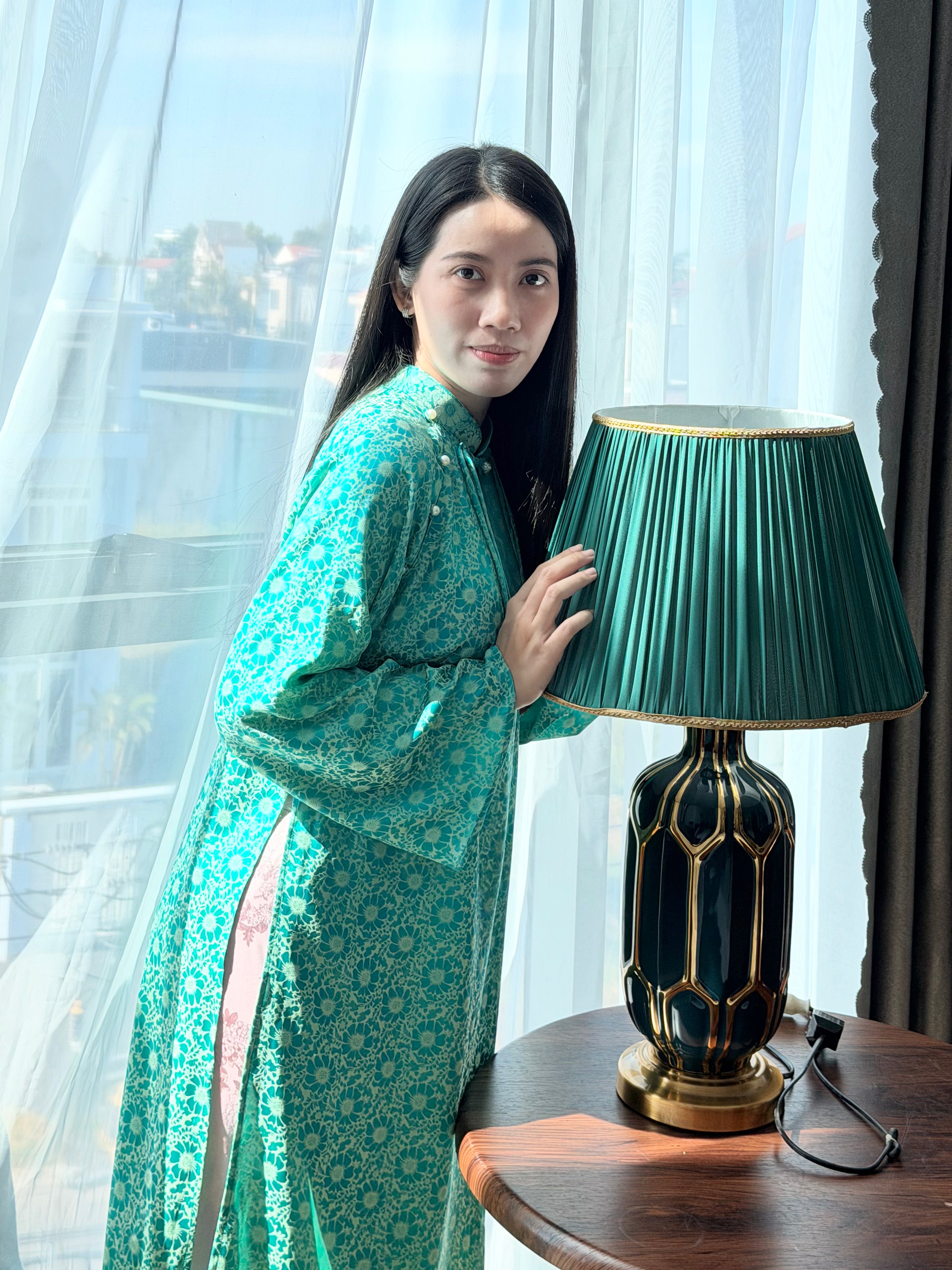 Turquoise Jade - One piece ao dai set - freesize