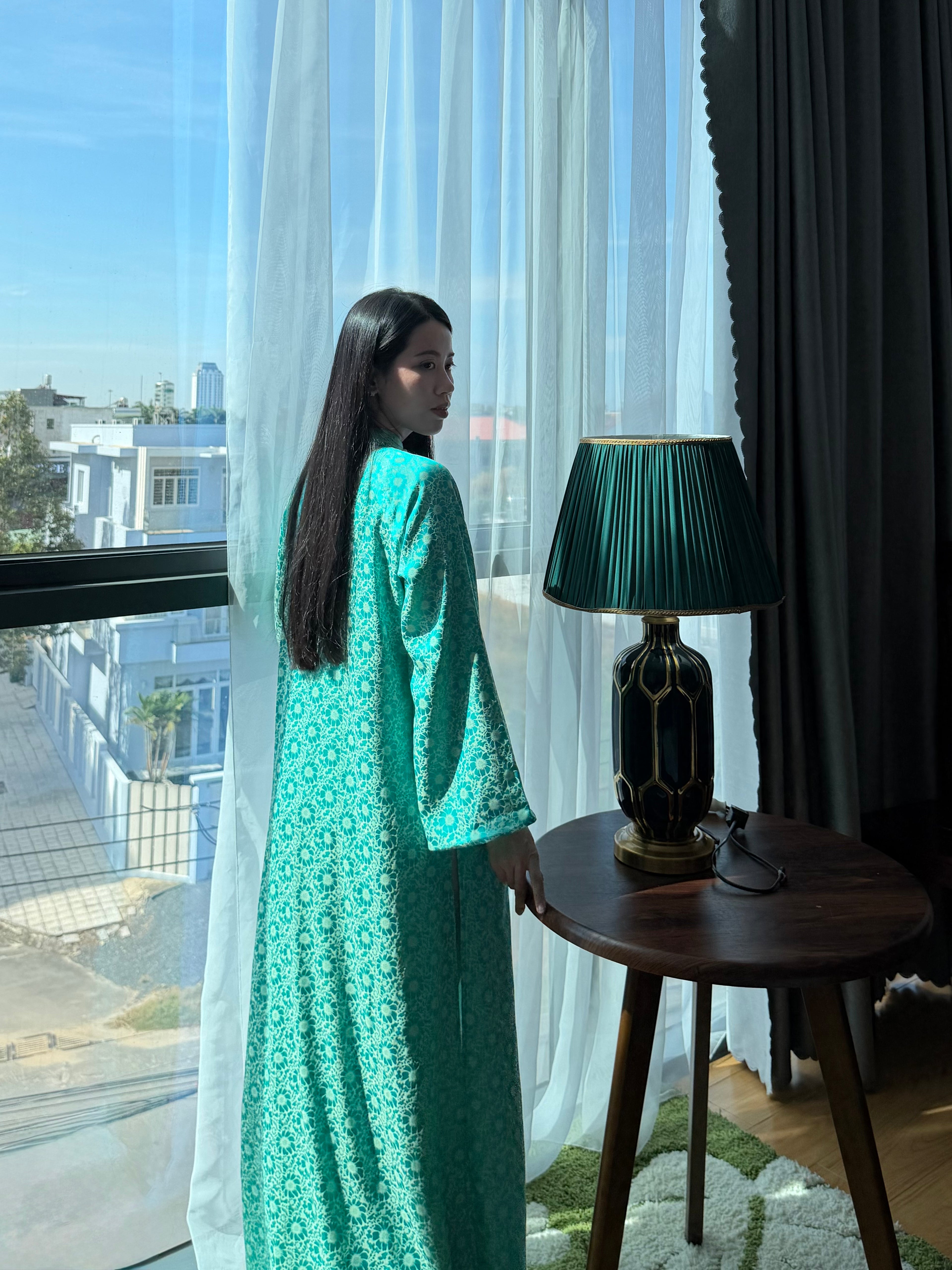 Turquoise Jade - One piece ao dai set - freesize