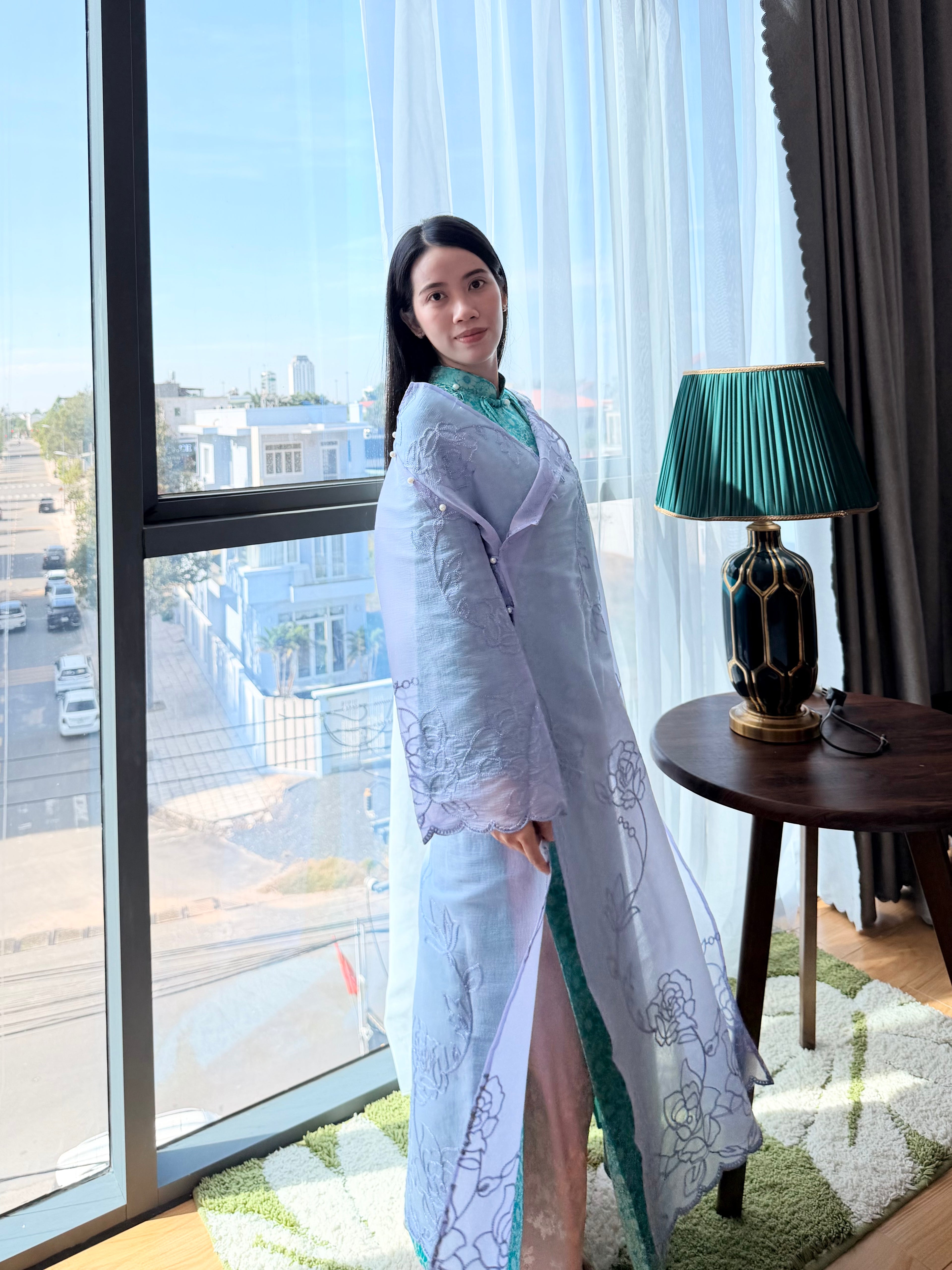 Lavender Veil × Turquoise Jade - Two piece ao dai- freesize/oversize