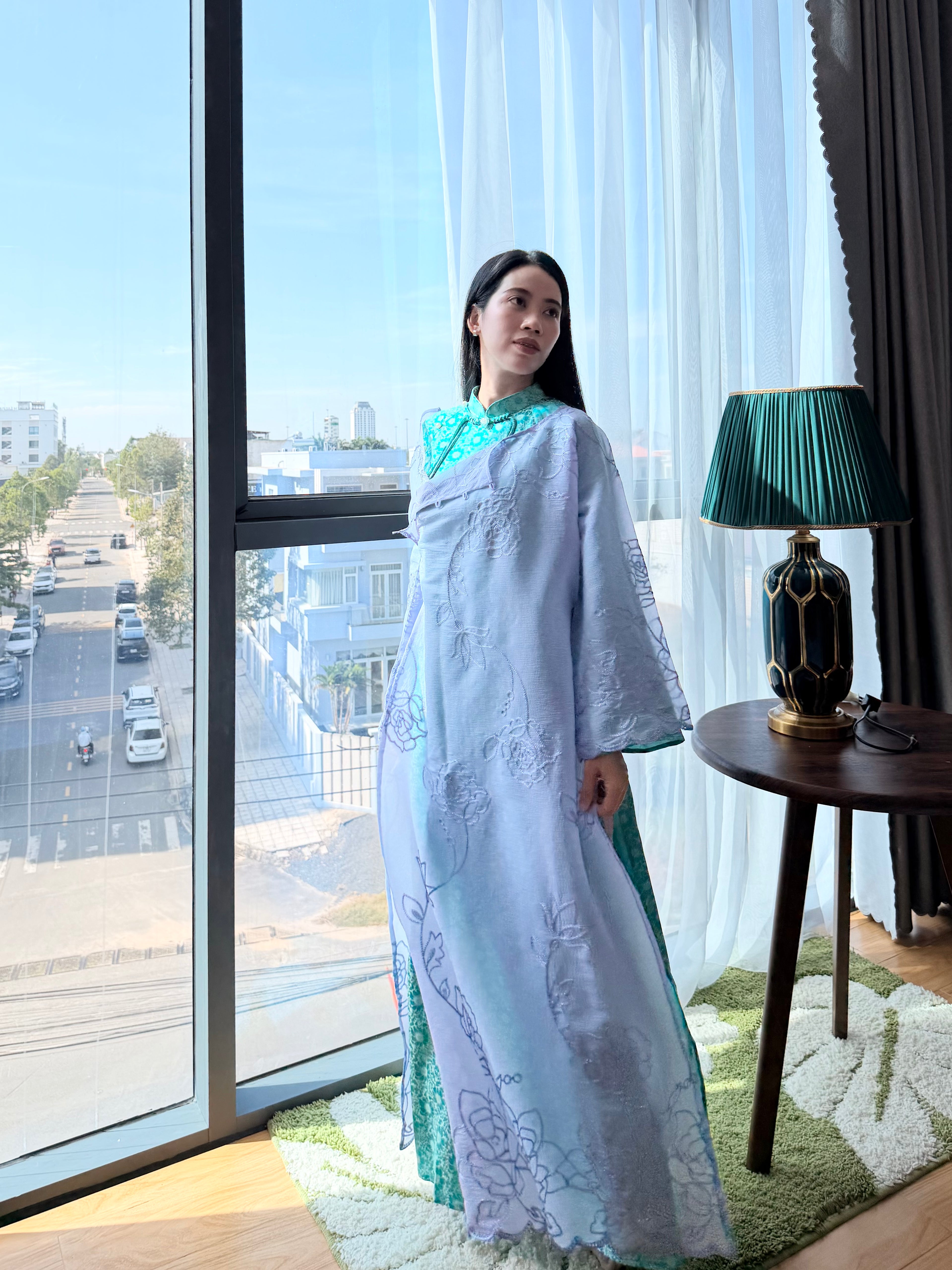 Lavender Veil × Turquoise Jade - Two piece ao dai- freesize/oversize