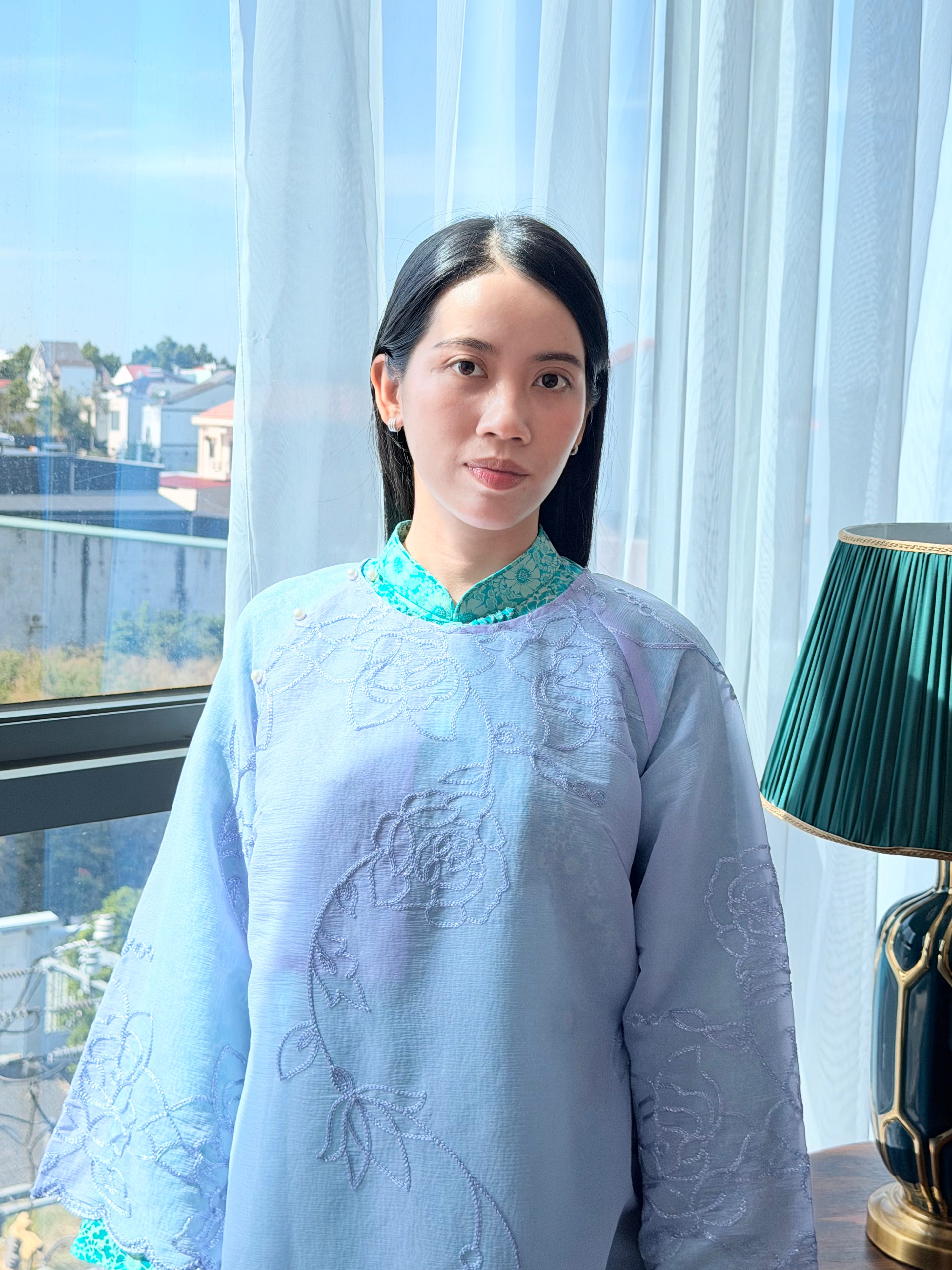 Lavender Veil × Turquoise Jade - Two piece ao dai- freesize/oversize