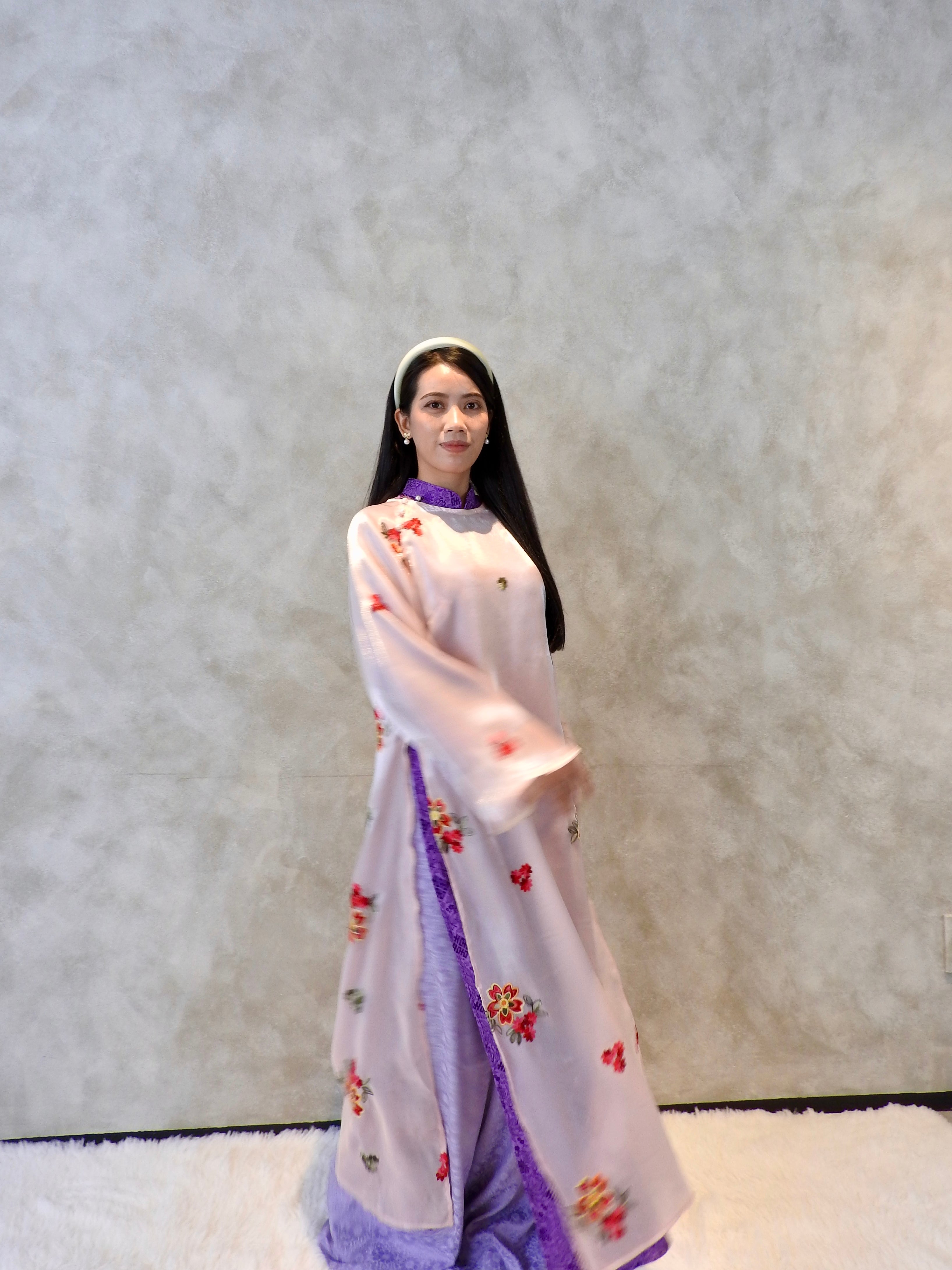 Blush Veil × Amethyst Dream — Two piece set ao dai - handmade