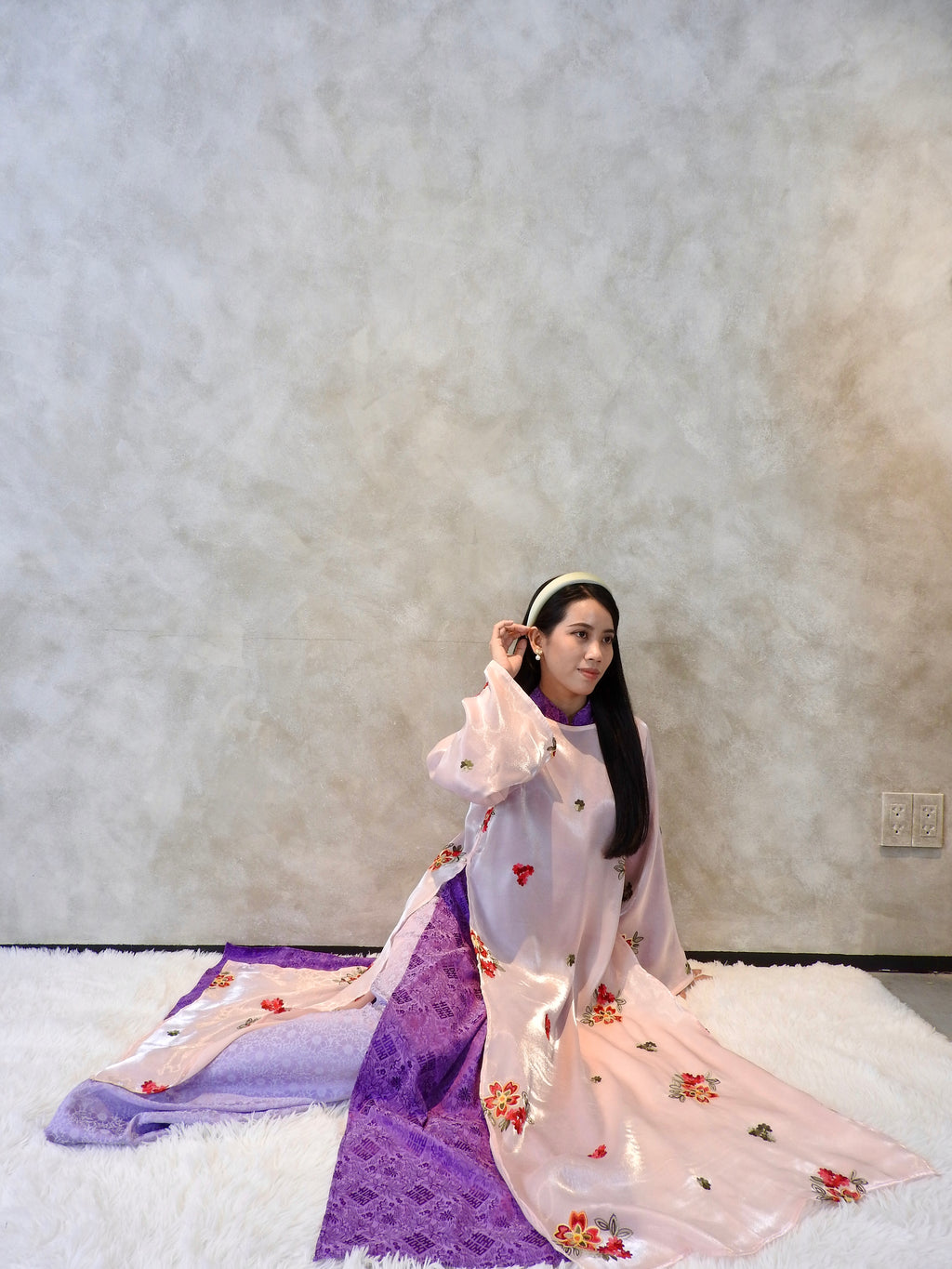 Blush Veil × Amethyst Dream — Two piece set ao dai - handmade