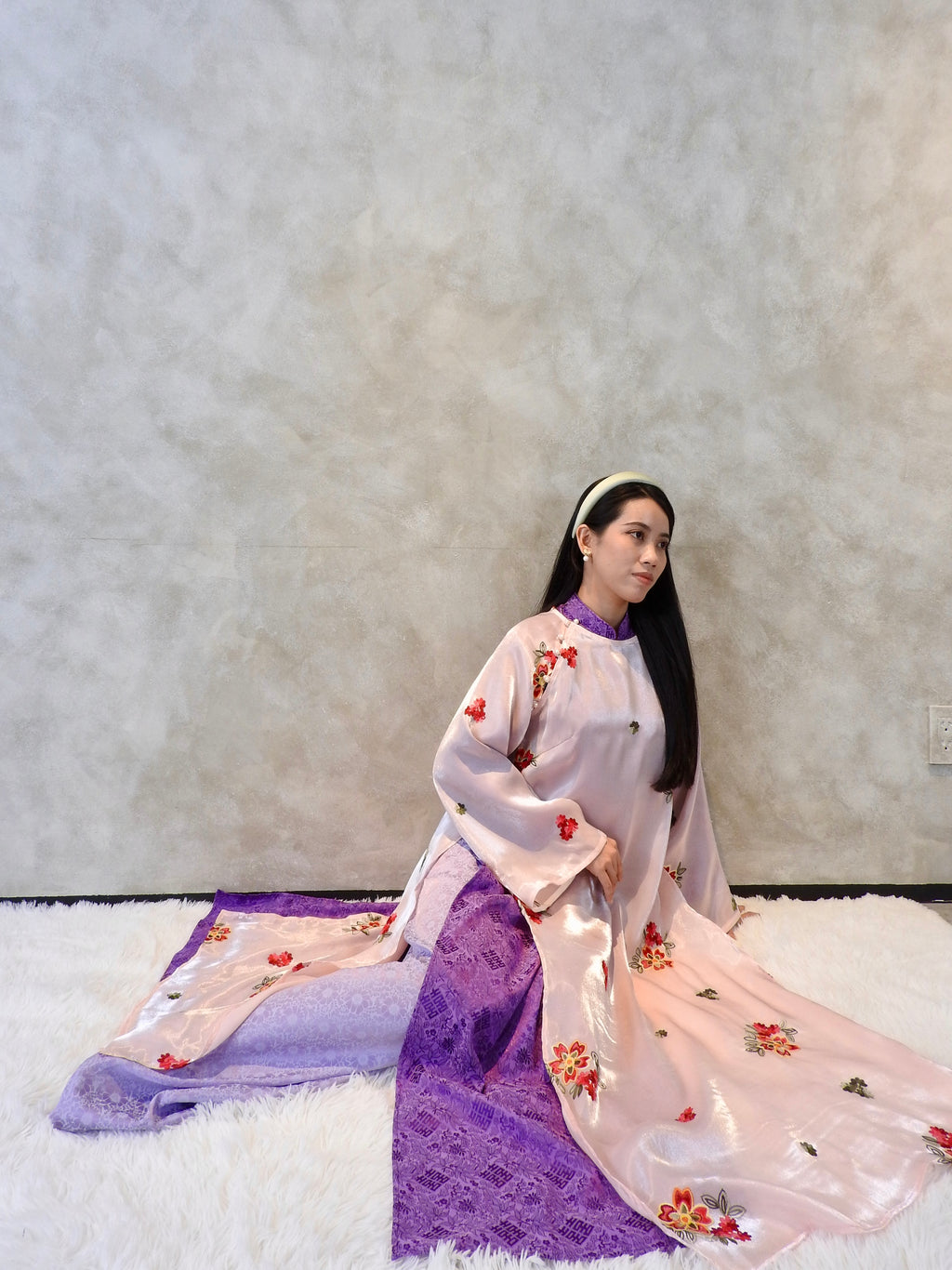 Blush Veil × Amethyst Dream — Two piece set ao dai - handmade