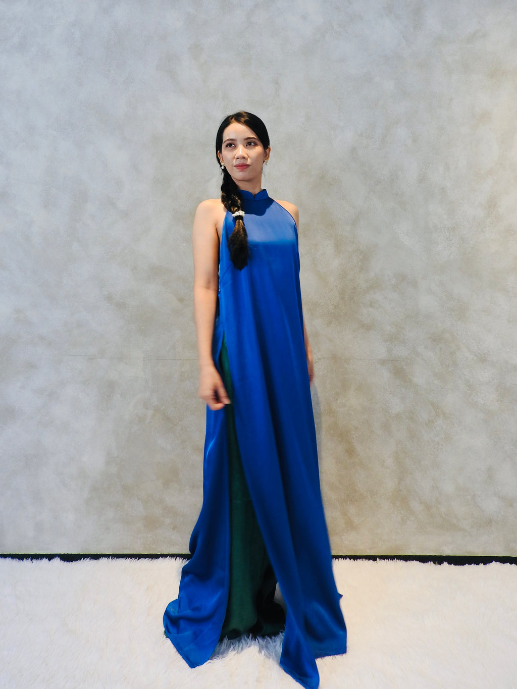 Misty Blue - Two-piece set ao dai - handmade