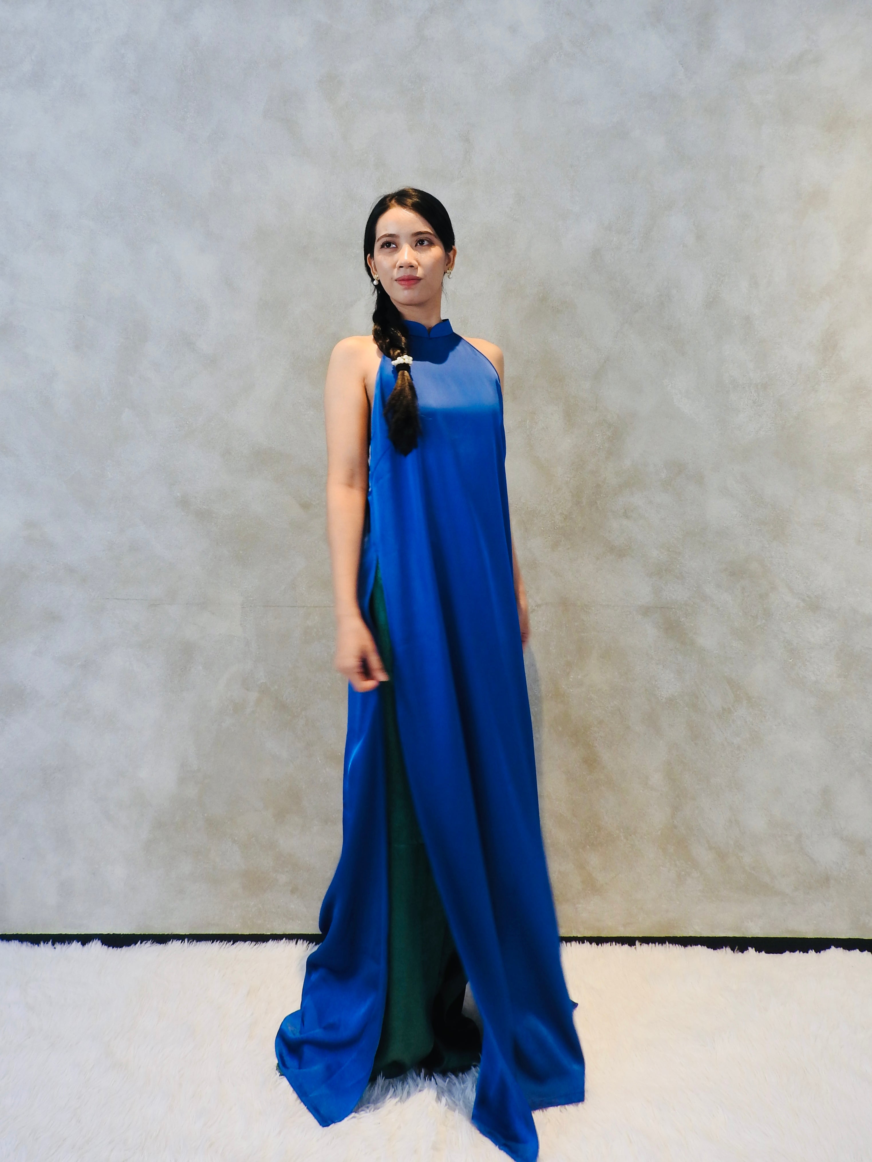 Misty Blue - Two-piece set ao dai - handmade
