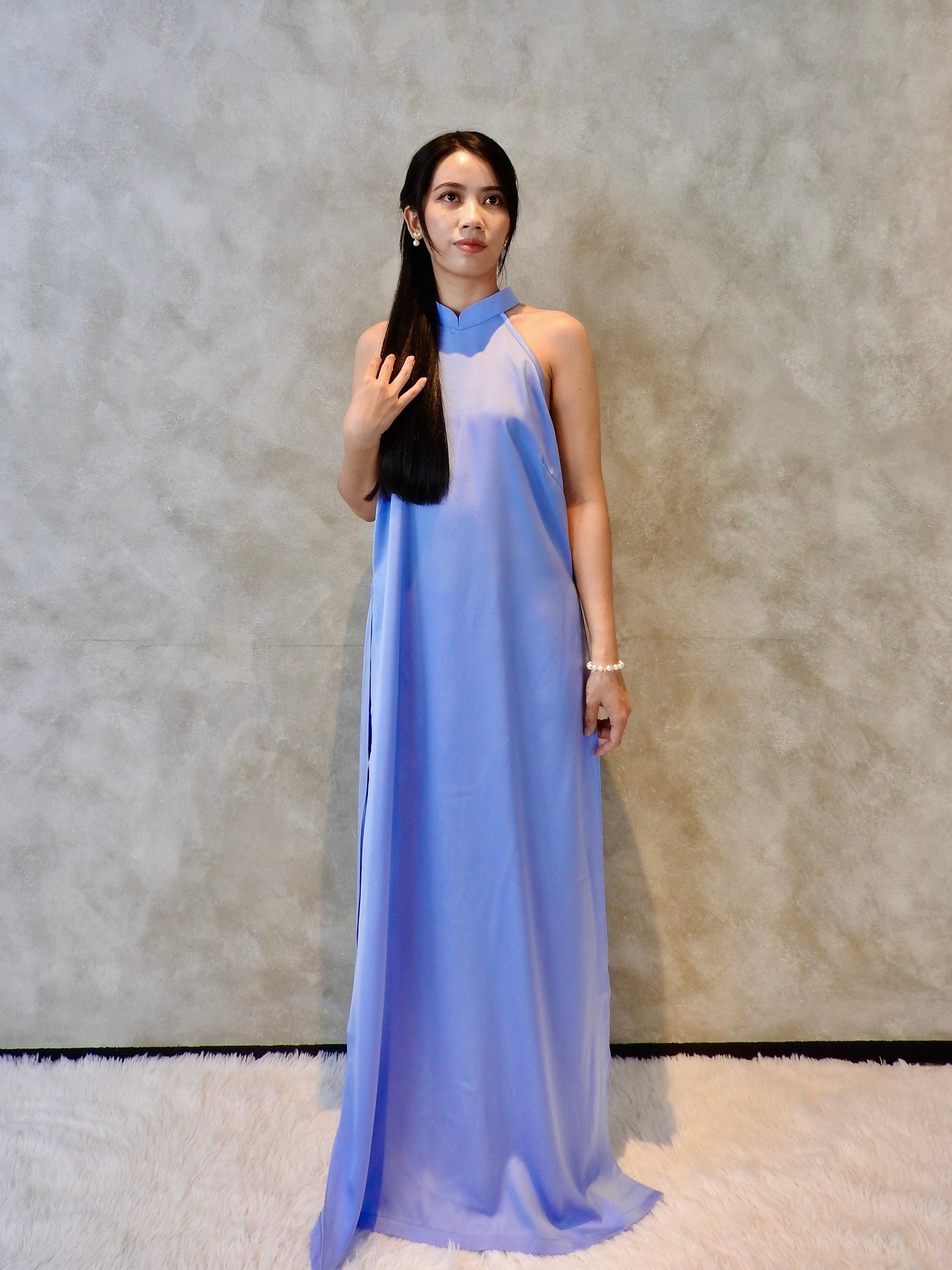 Verdant in Lavender - Two piece set ao dai - handmade