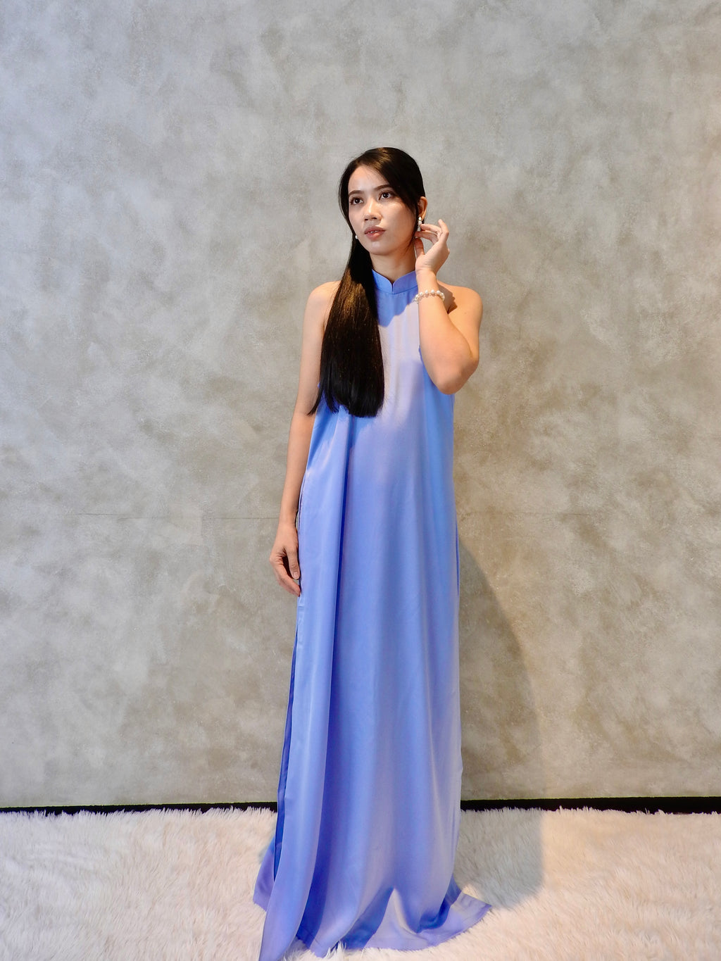 Verdant in Lavender - Two piece set ao dai - handmade