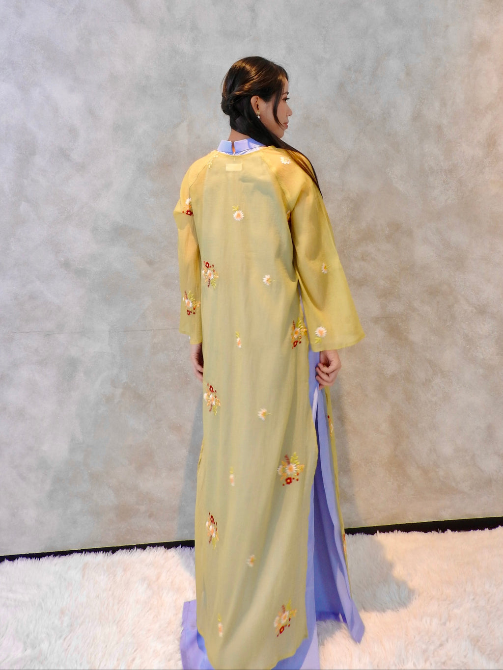 Verdant in Lavender - Two piece set ao dai - handmade