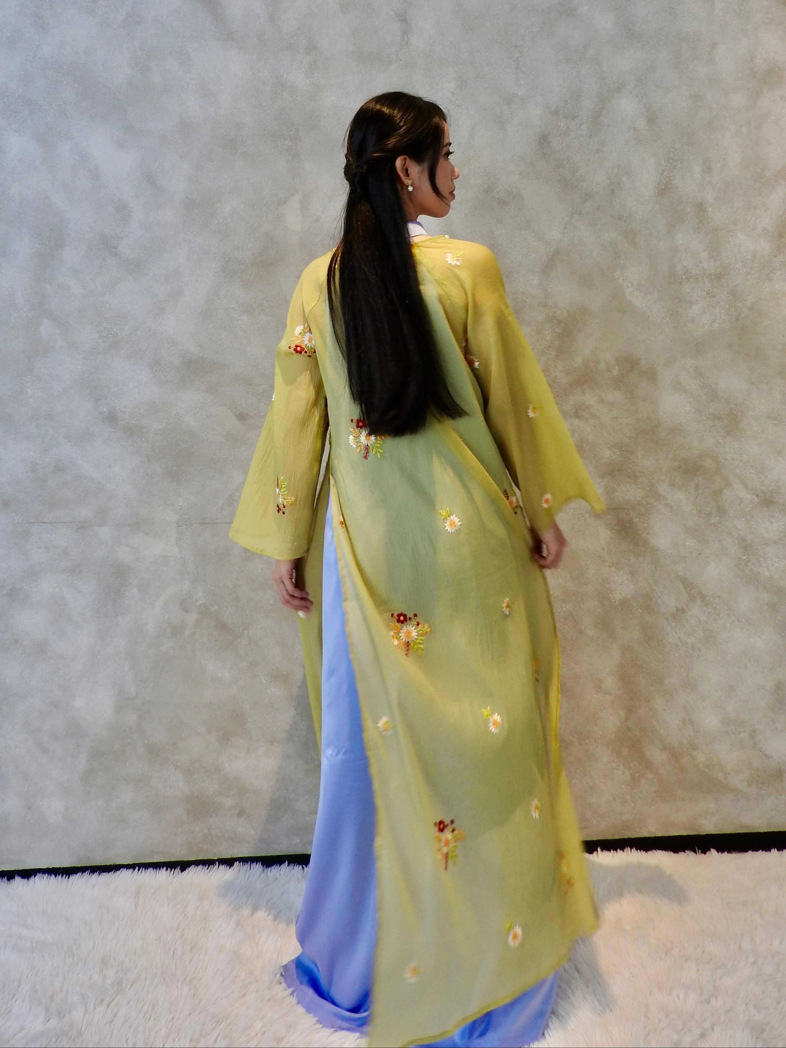 Verdant in Lavender - Two piece set ao dai - handmade
