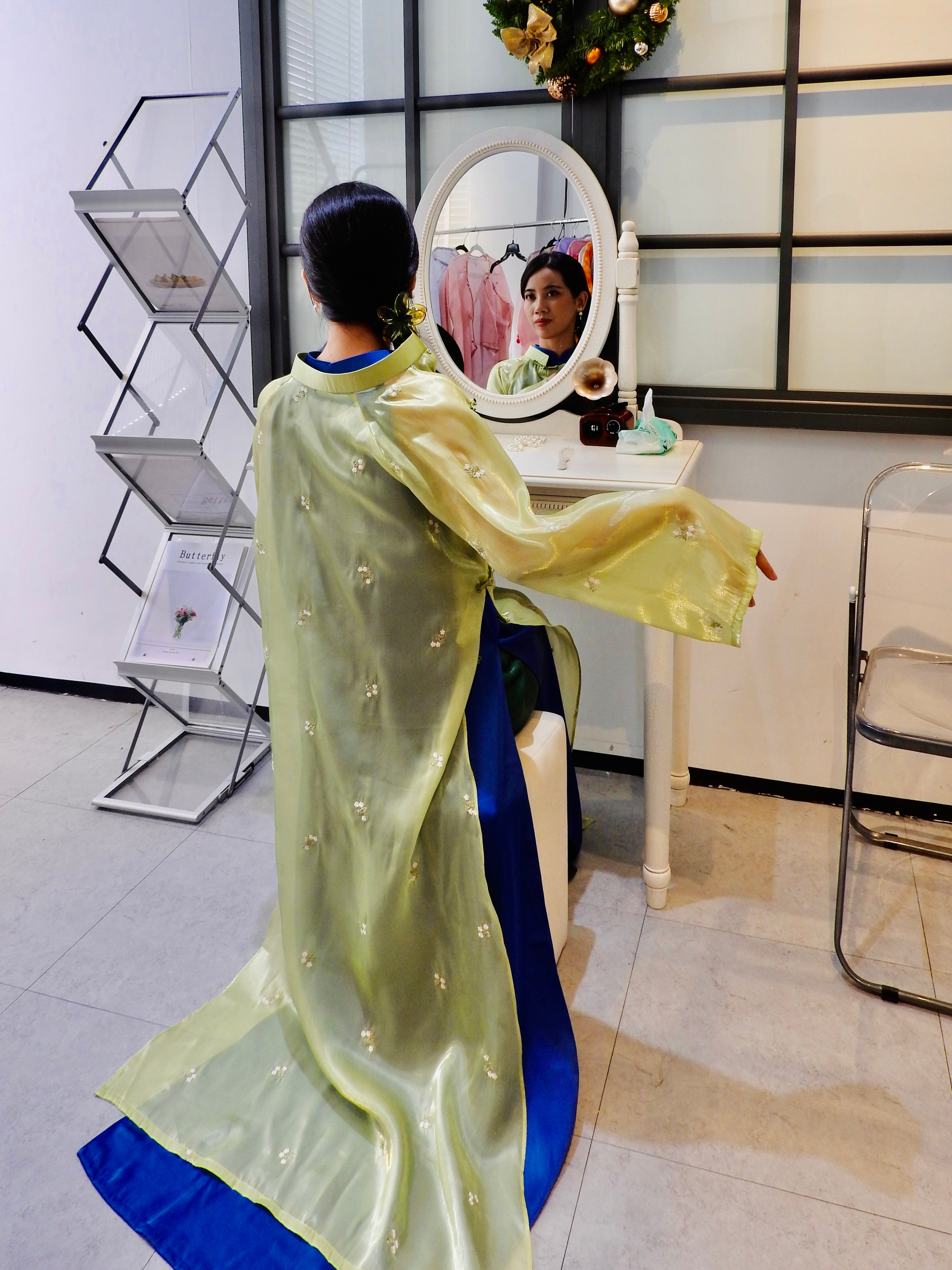 Jade Veil × Azure Flow - Two piece ao dai - oversize/freesize