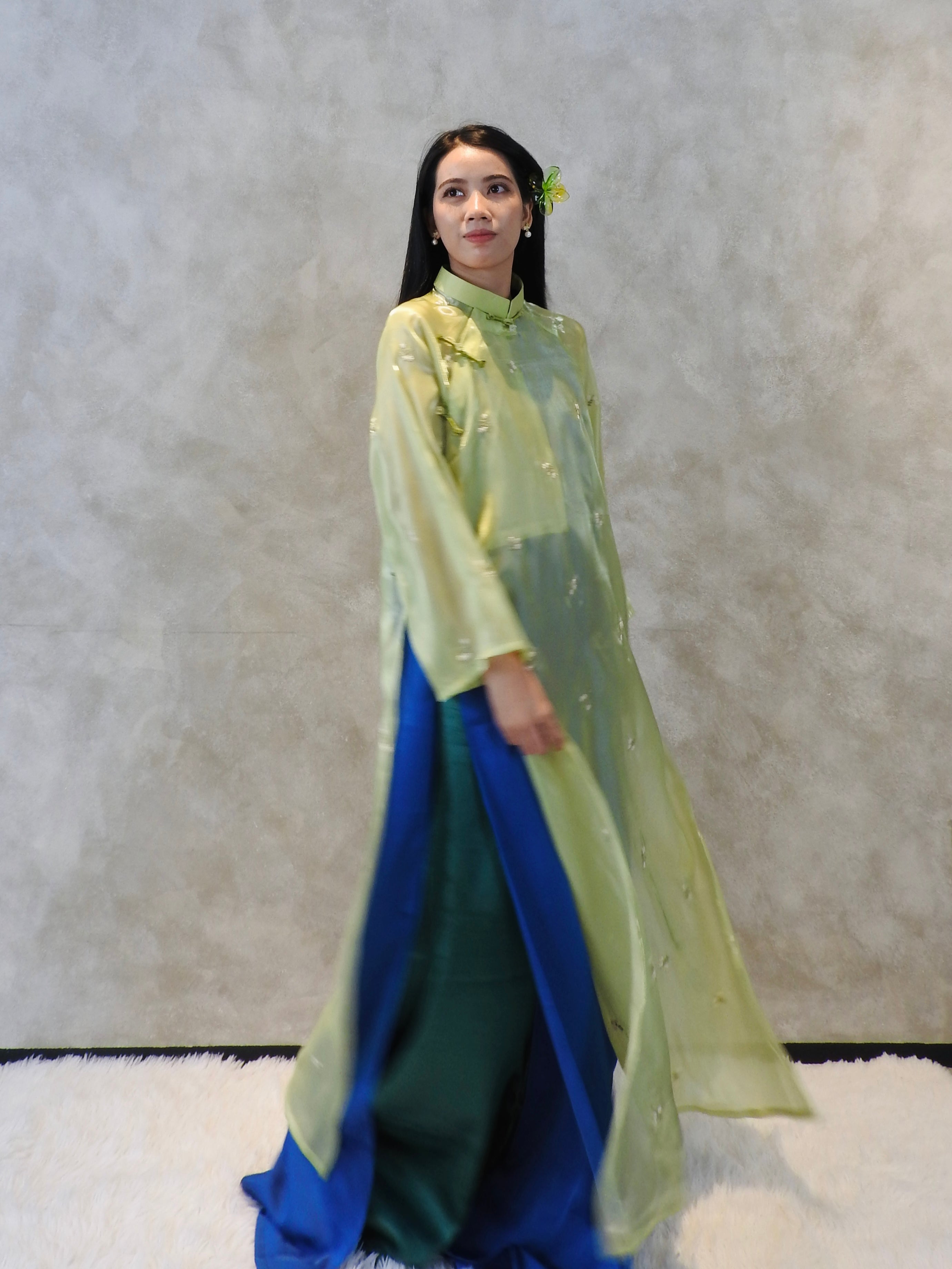 Jade Veil × Azure Flow - Two piece ao dai - oversize/freesize