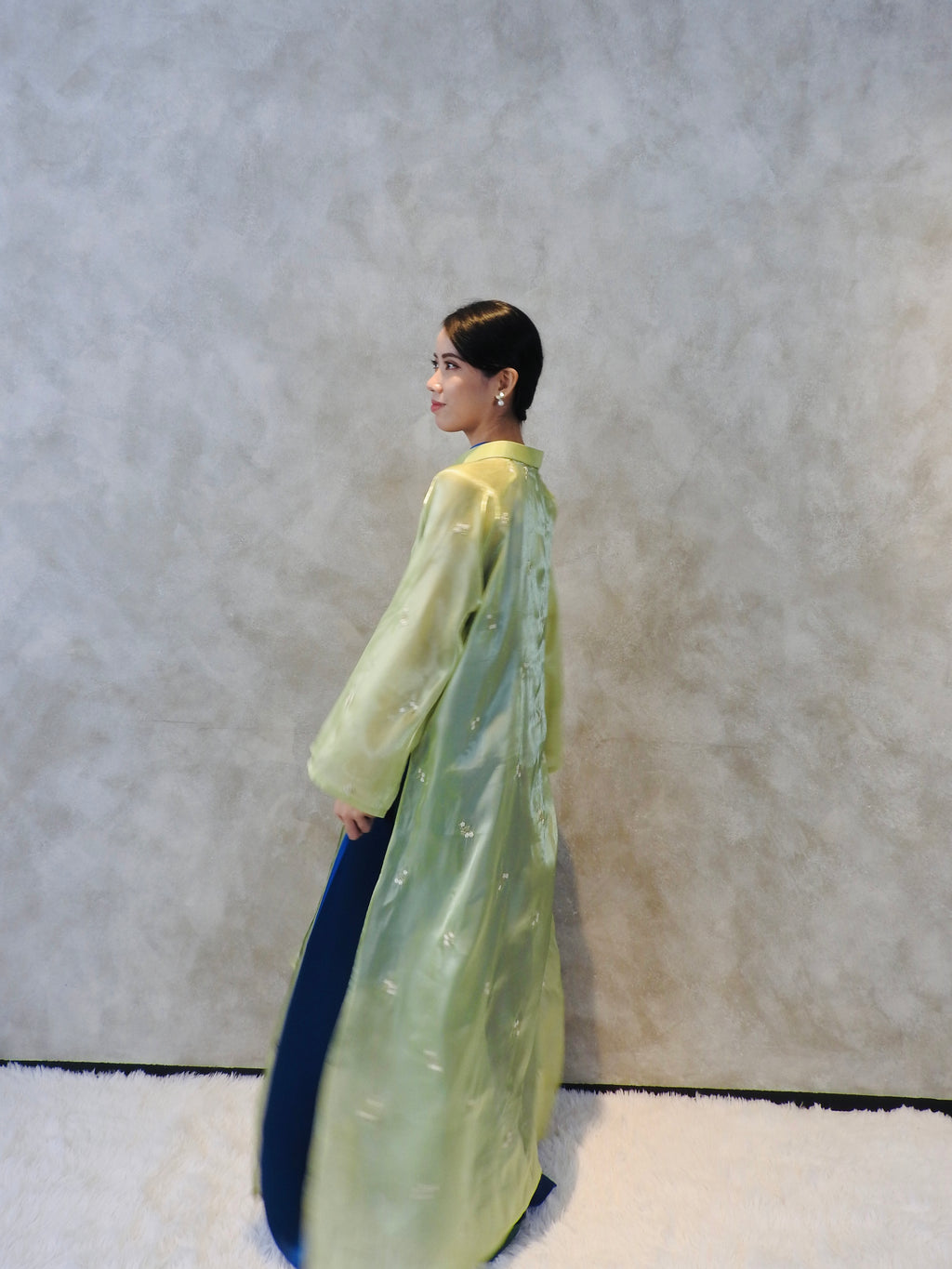 Jade Veil × Azure Flow - Two piece ao dai - oversize/freesize