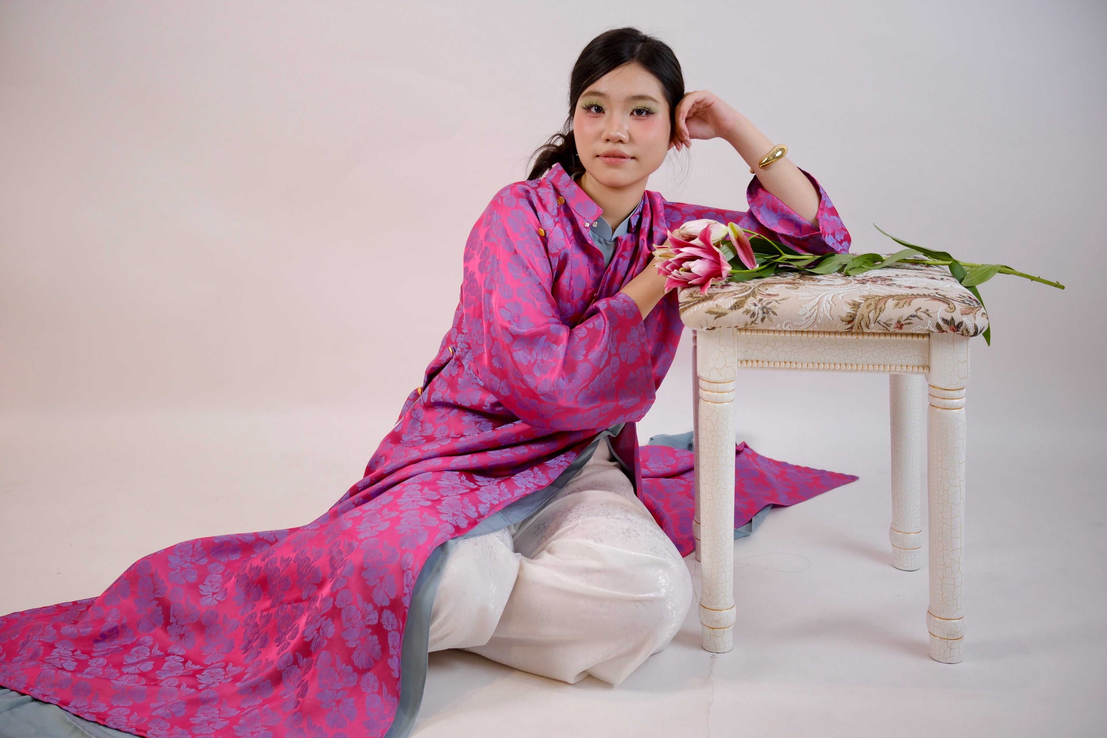 Whisper of Spring - Two piece ao dai set - freesize/oversize