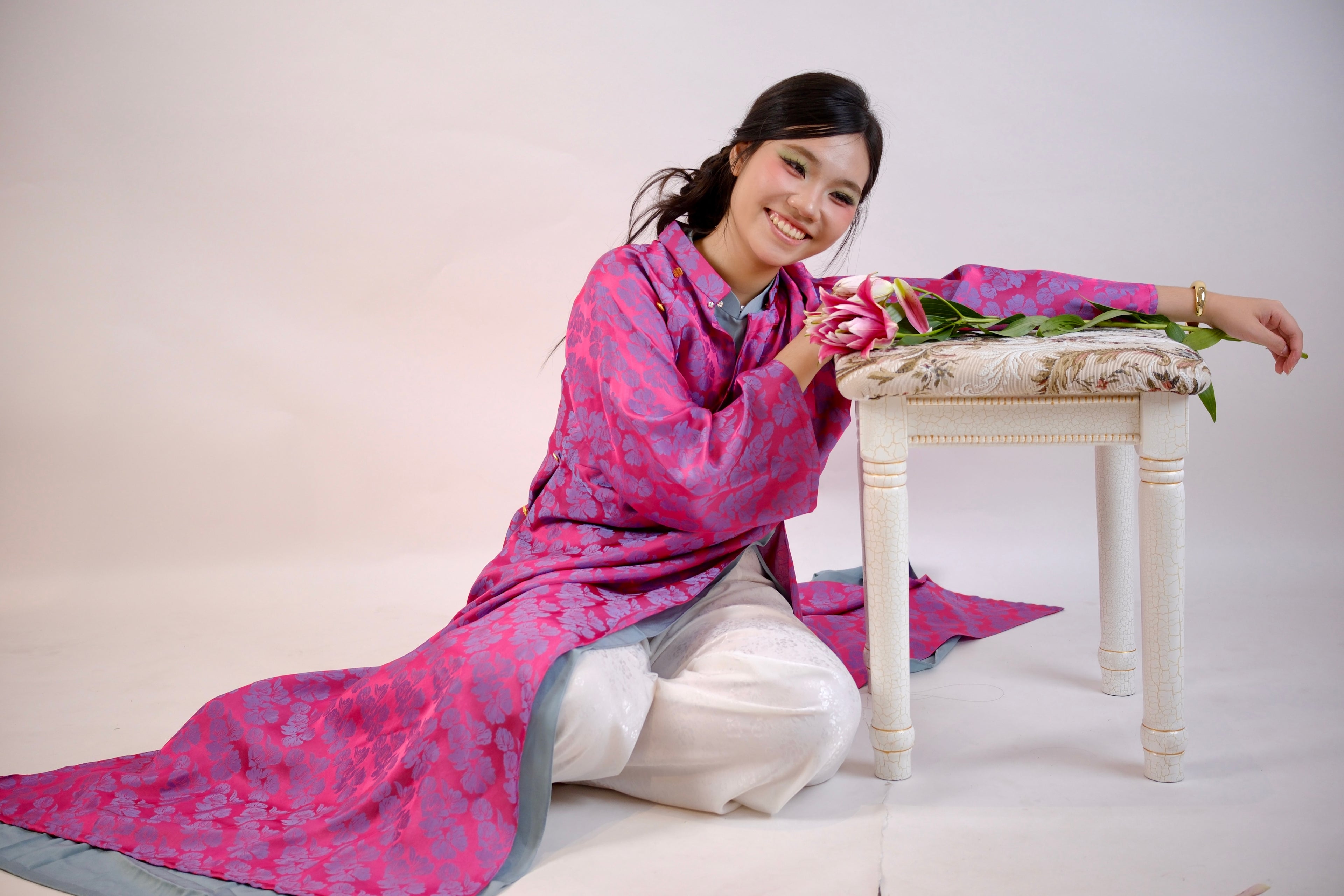 Whisper of Spring - Two piece ao dai set - freesize/oversize
