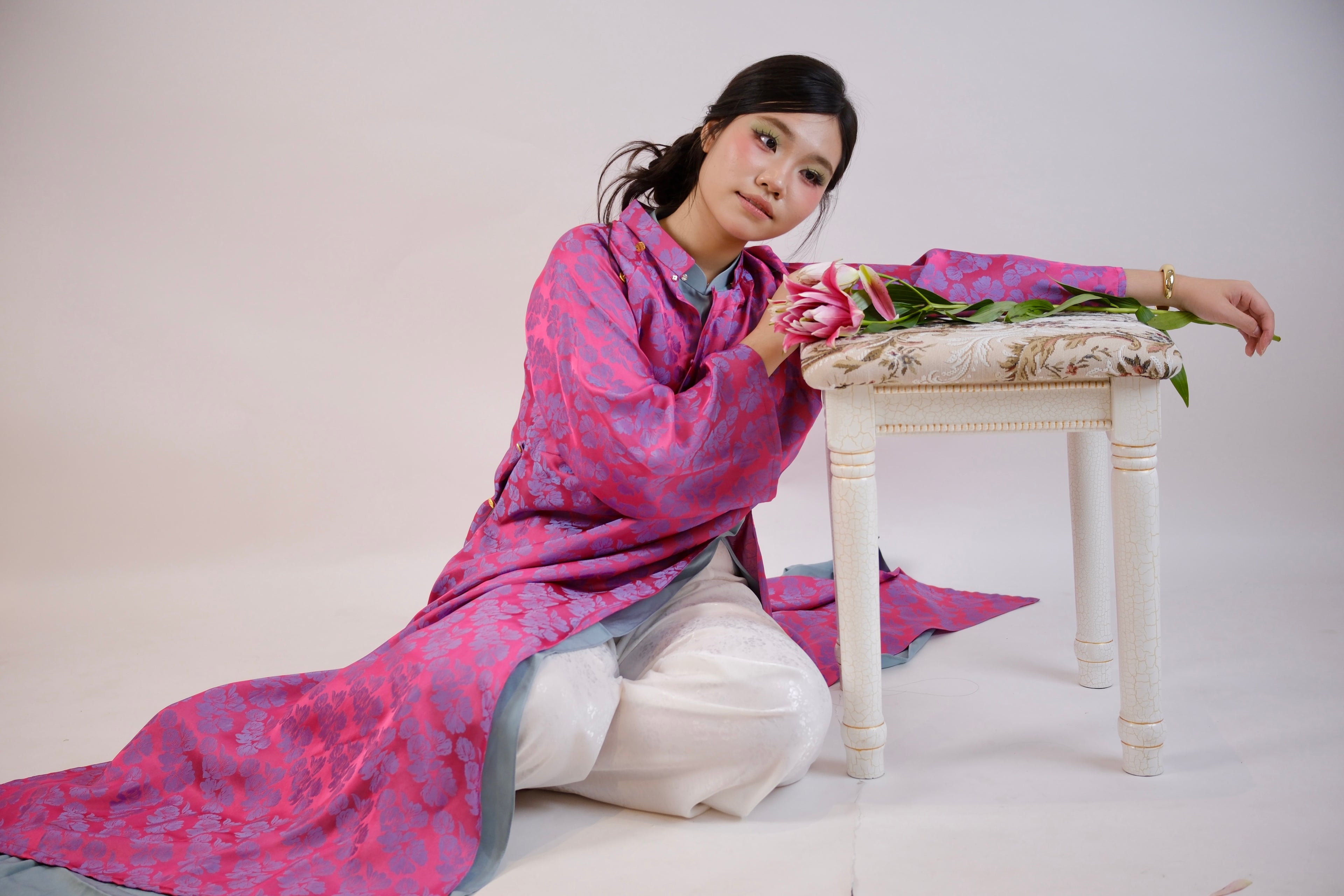 Whisper of Spring - Two piece ao dai set - freesize/oversize
