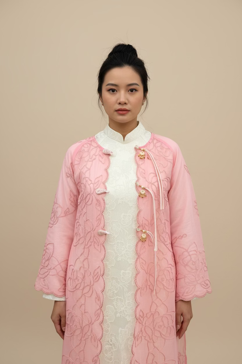 Fairy Petals x Hidden (Plum) Blooms - two piece ao dai set - freesize