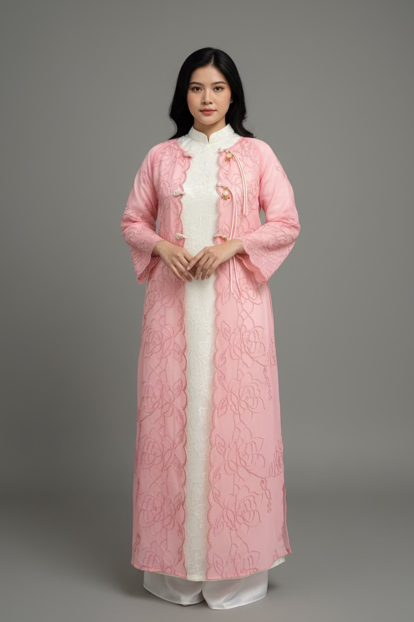 Fairy Petals x Hidden (Plum) Blooms - two piece ao dai set - freesize