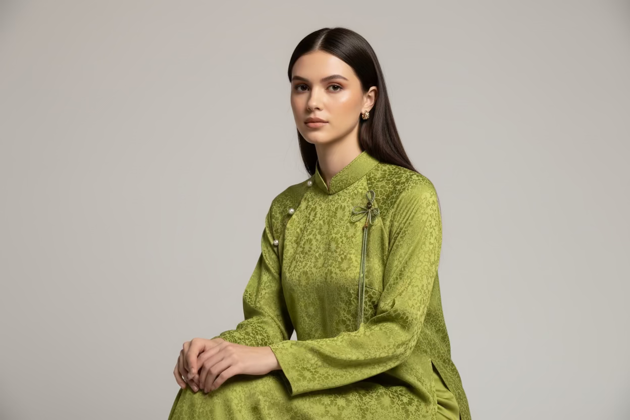 Verdant Grace - one piece ao dai - oversize/freesize