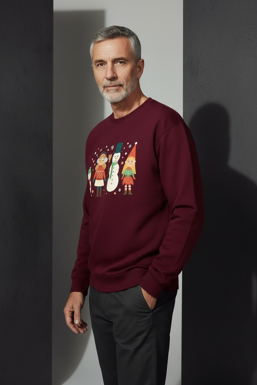 maroon sweater winter theme