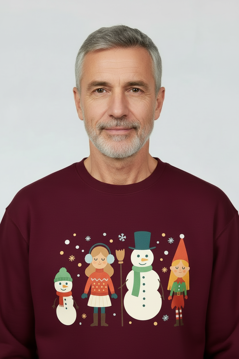 maroon sweater winter theme