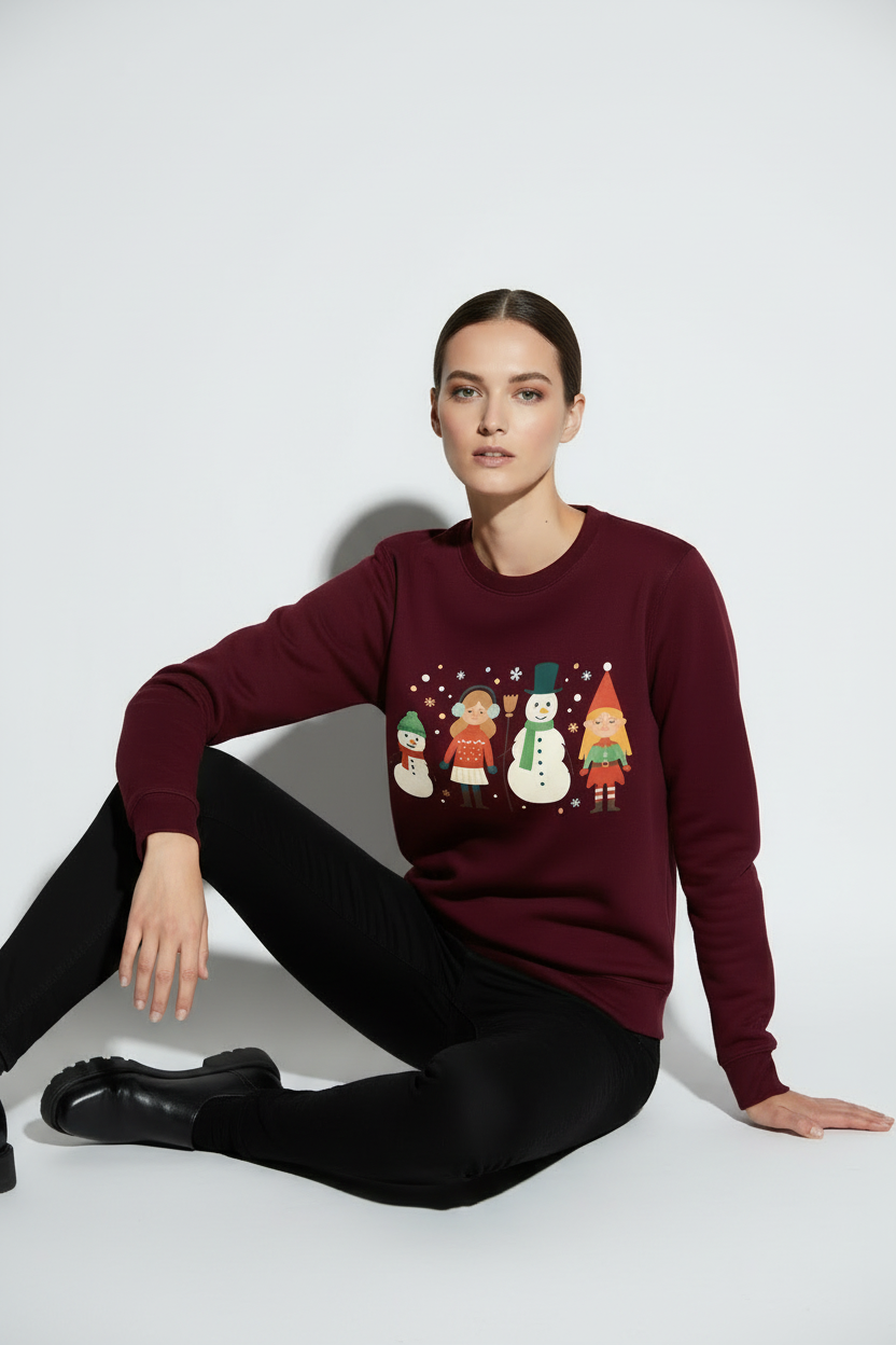 maroon sweater winter theme