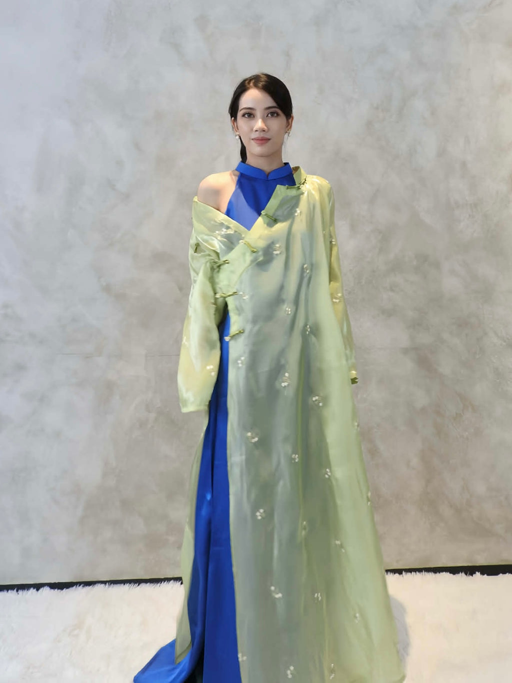 Jade Veil × Azure Flow - Two piece ao dai - oversize/freesize