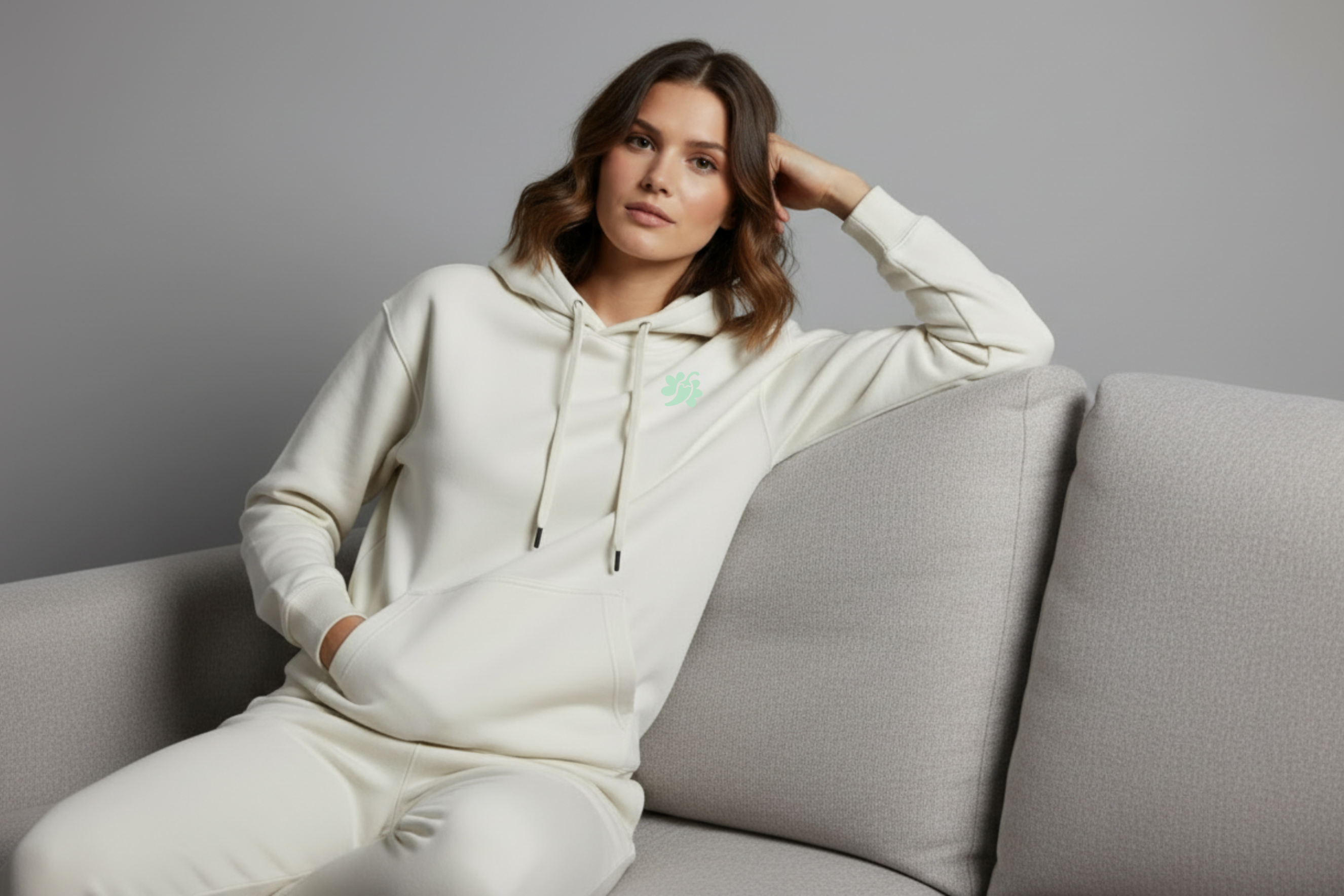 spicy flowr - cream beige lightweight hoodie