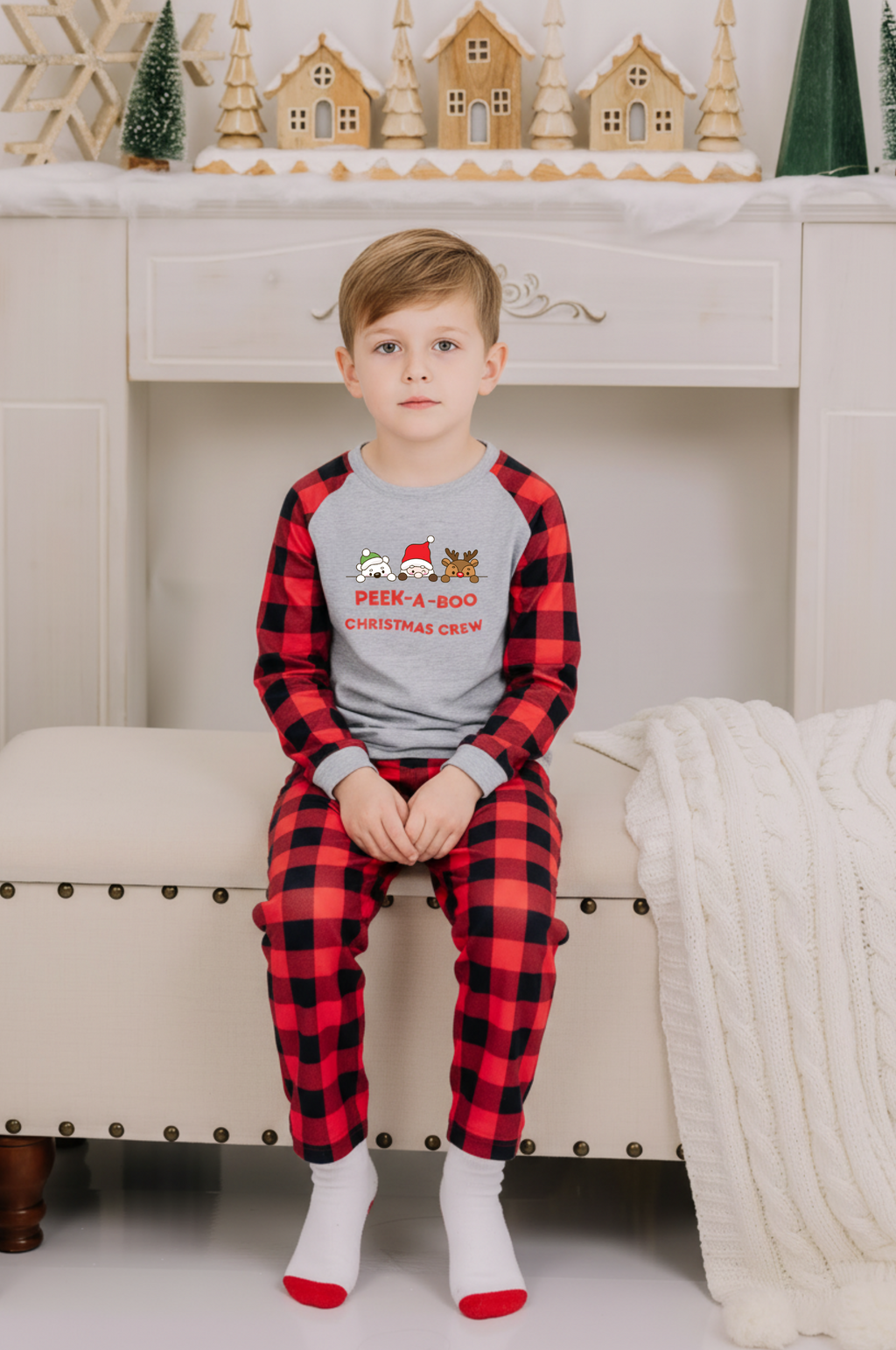 Peek-a-boo Christmas crew pajamas set
