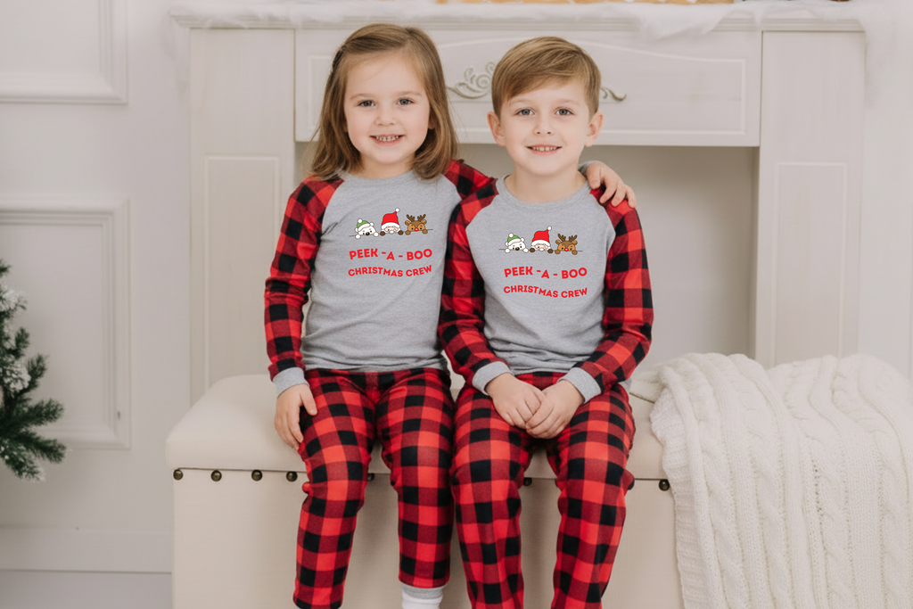 Peek-a-boo Christmas crew pajamas set