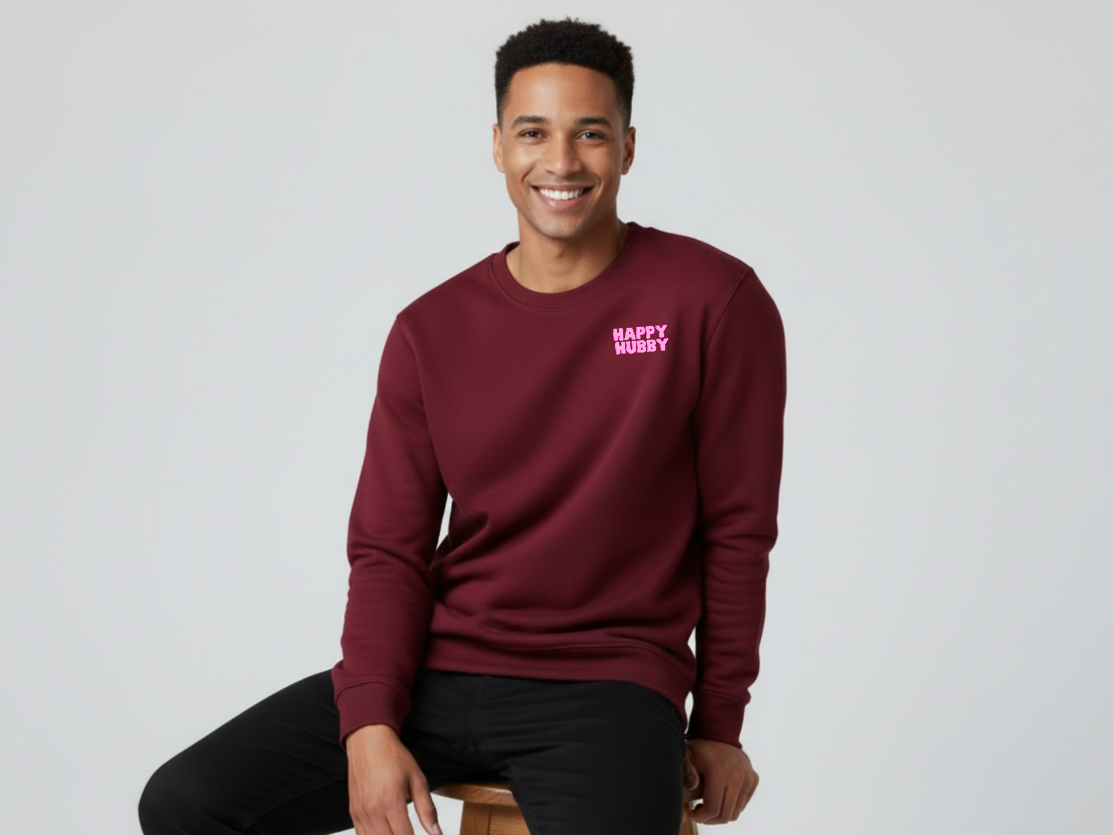 happy wifey / happy hubby maroon lightweight sweaters
