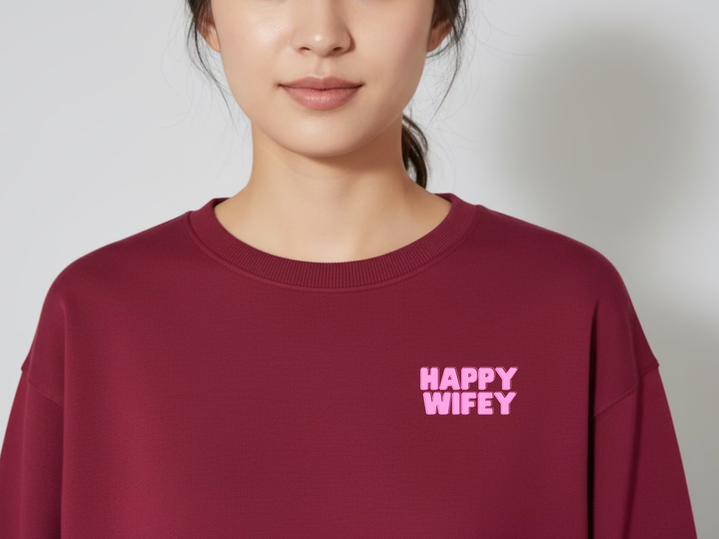 happy wifey / happy hubby maroon lightweight sweaters