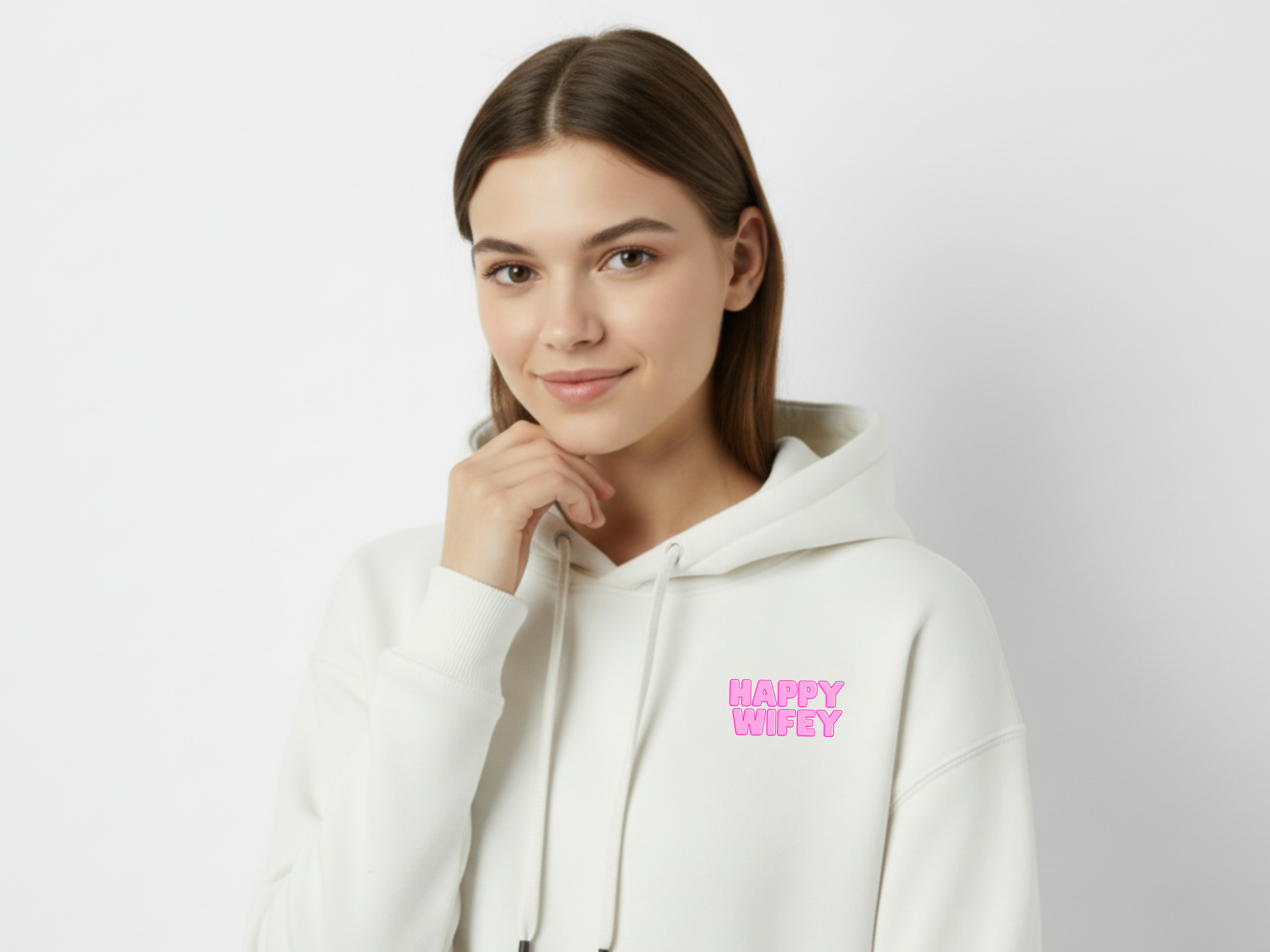 happy hubby, happy wifey - cream beige hoodies