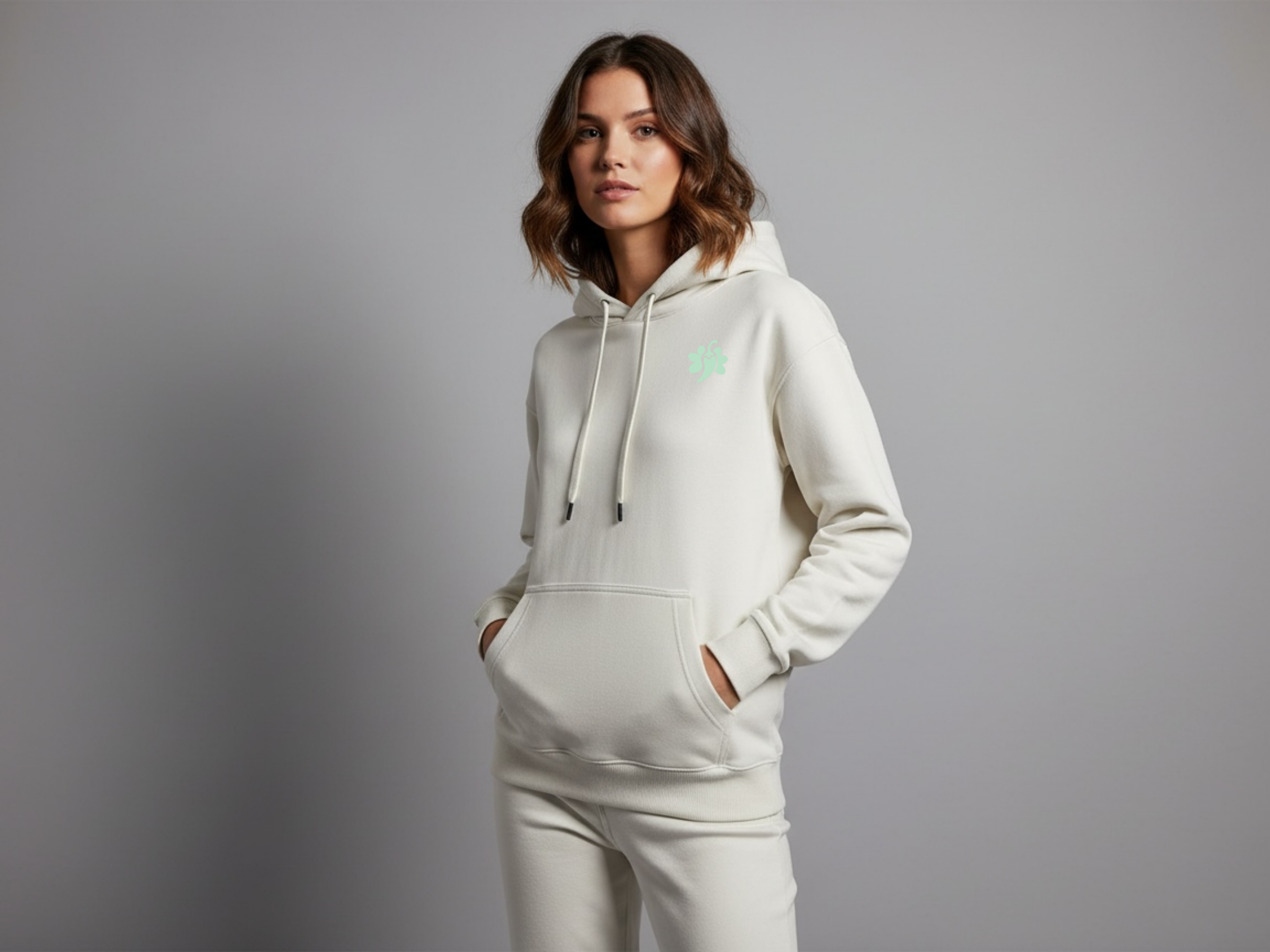 spicy flowr - cream beige lightweight hoodie